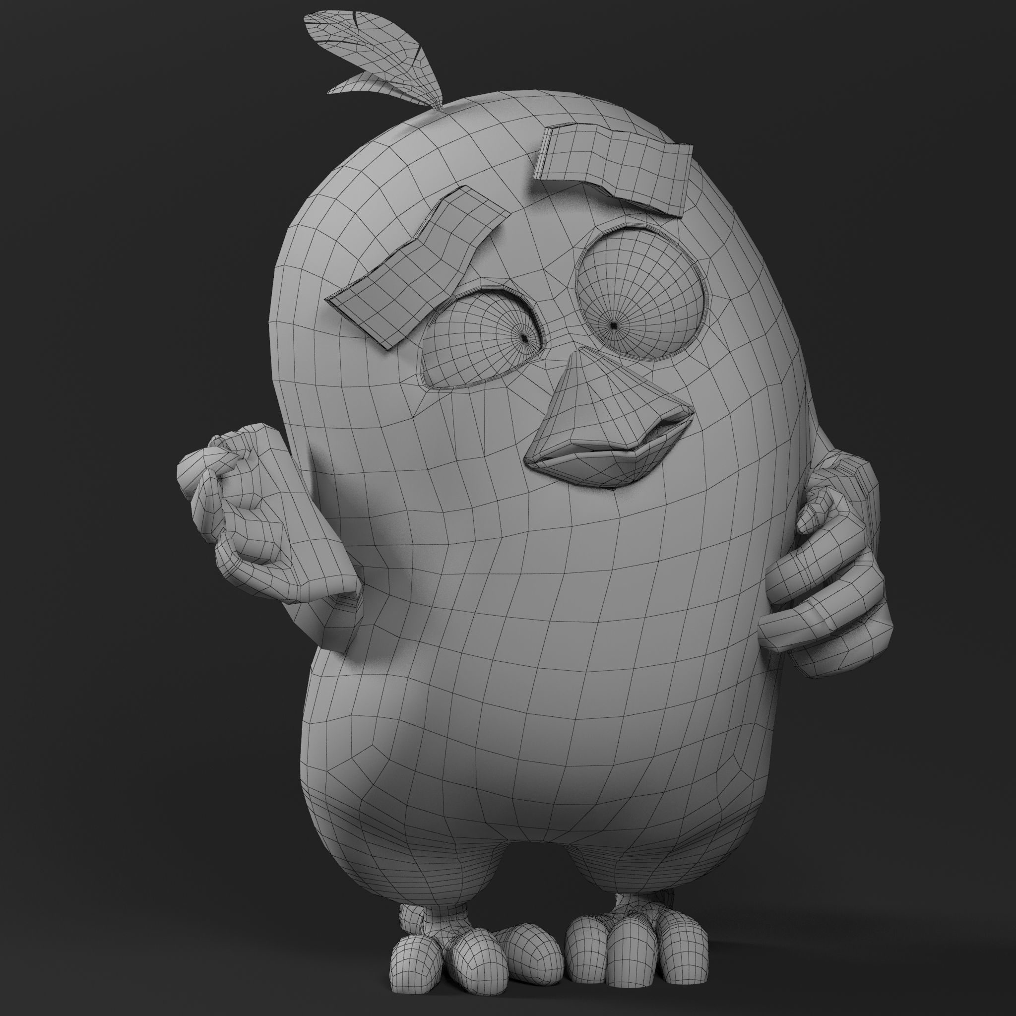 Angry Bird Red Low-poly 3D model_9