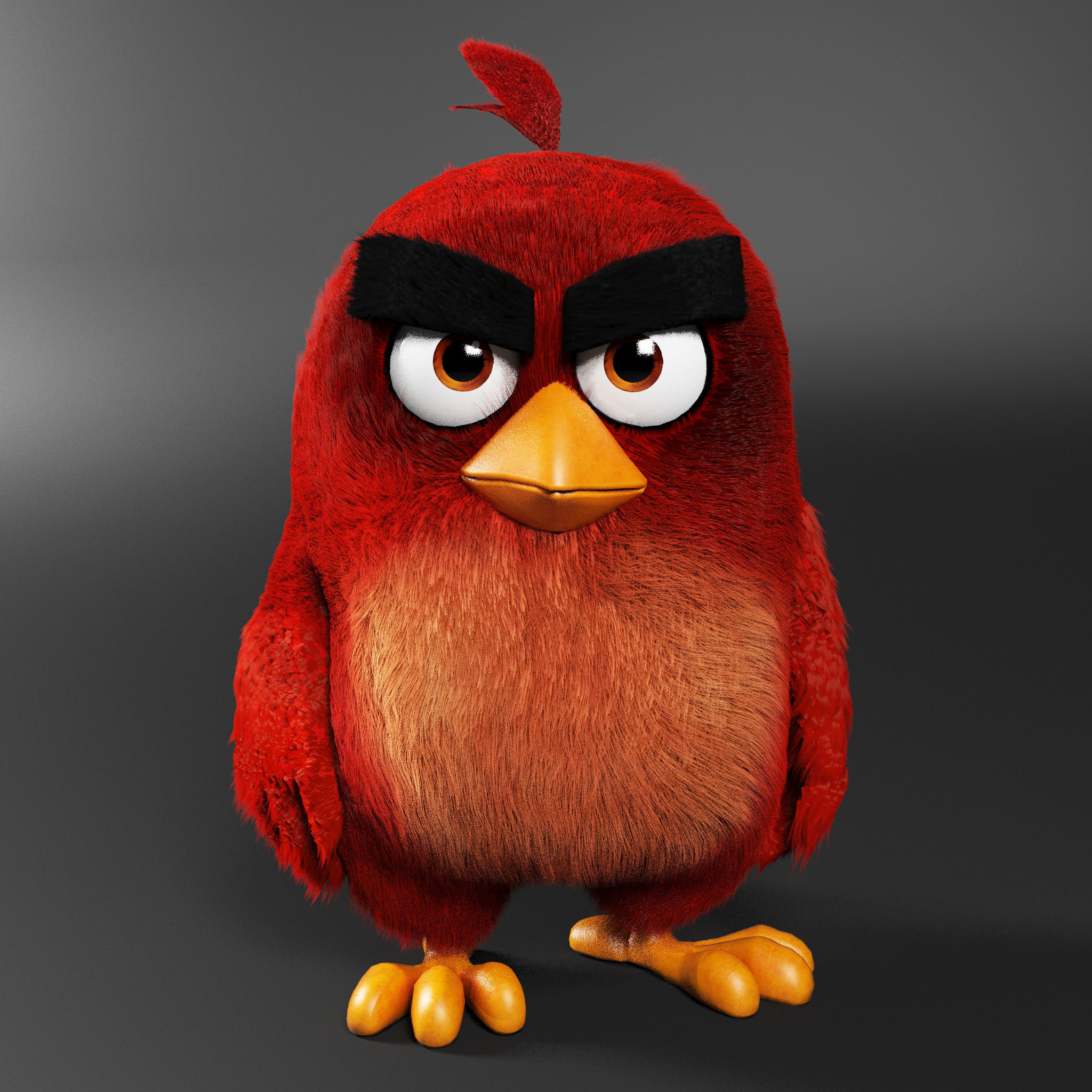 Angry Bird Red Low-poly 3D model_1