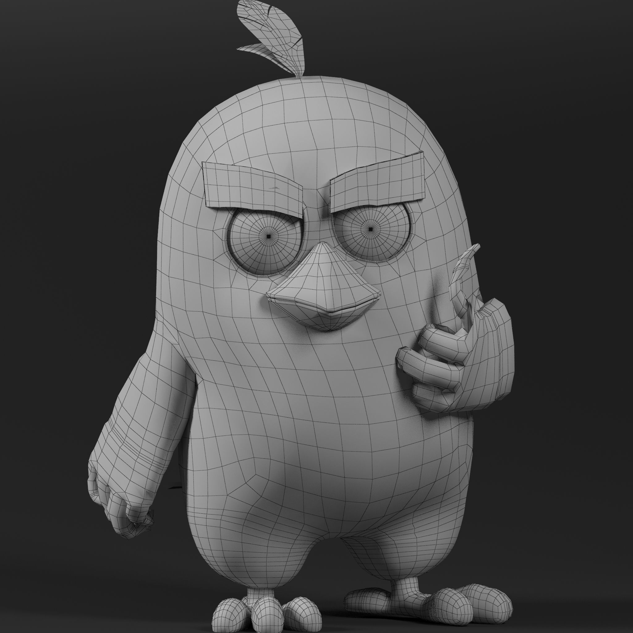 Angry Bird Red Low-poly 3D model_12