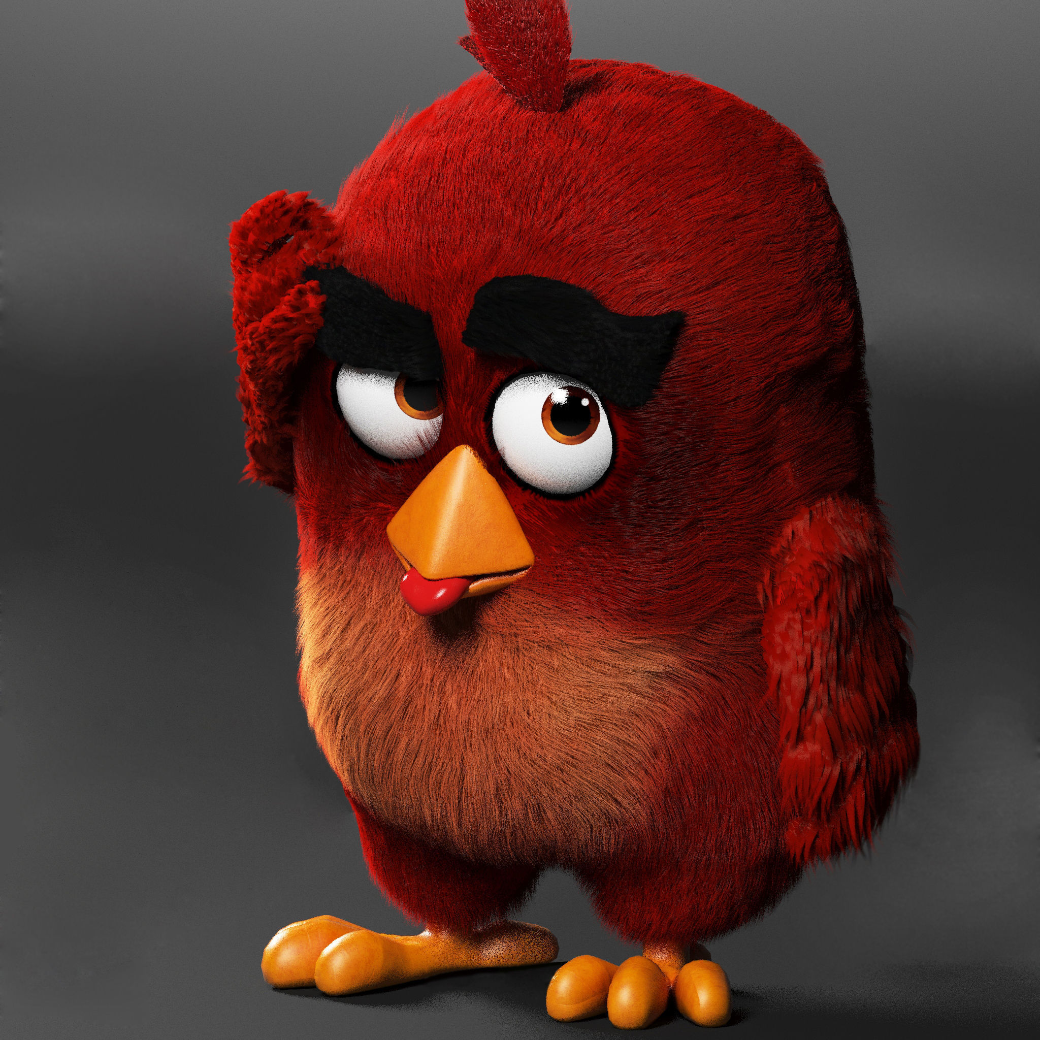 Angry Bird Red Low-poly 3D model_2