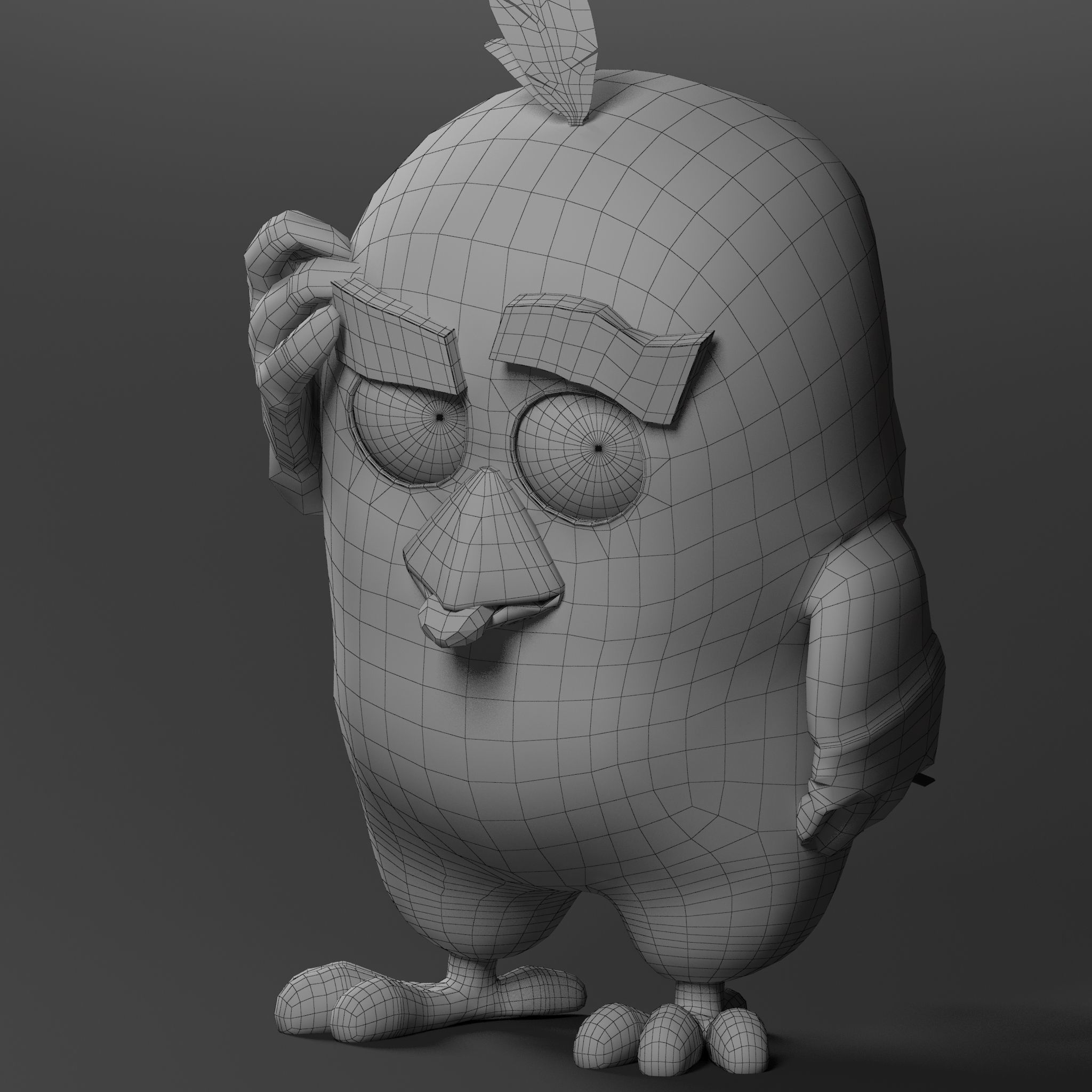 Angry Bird Red Low-poly 3D model_8