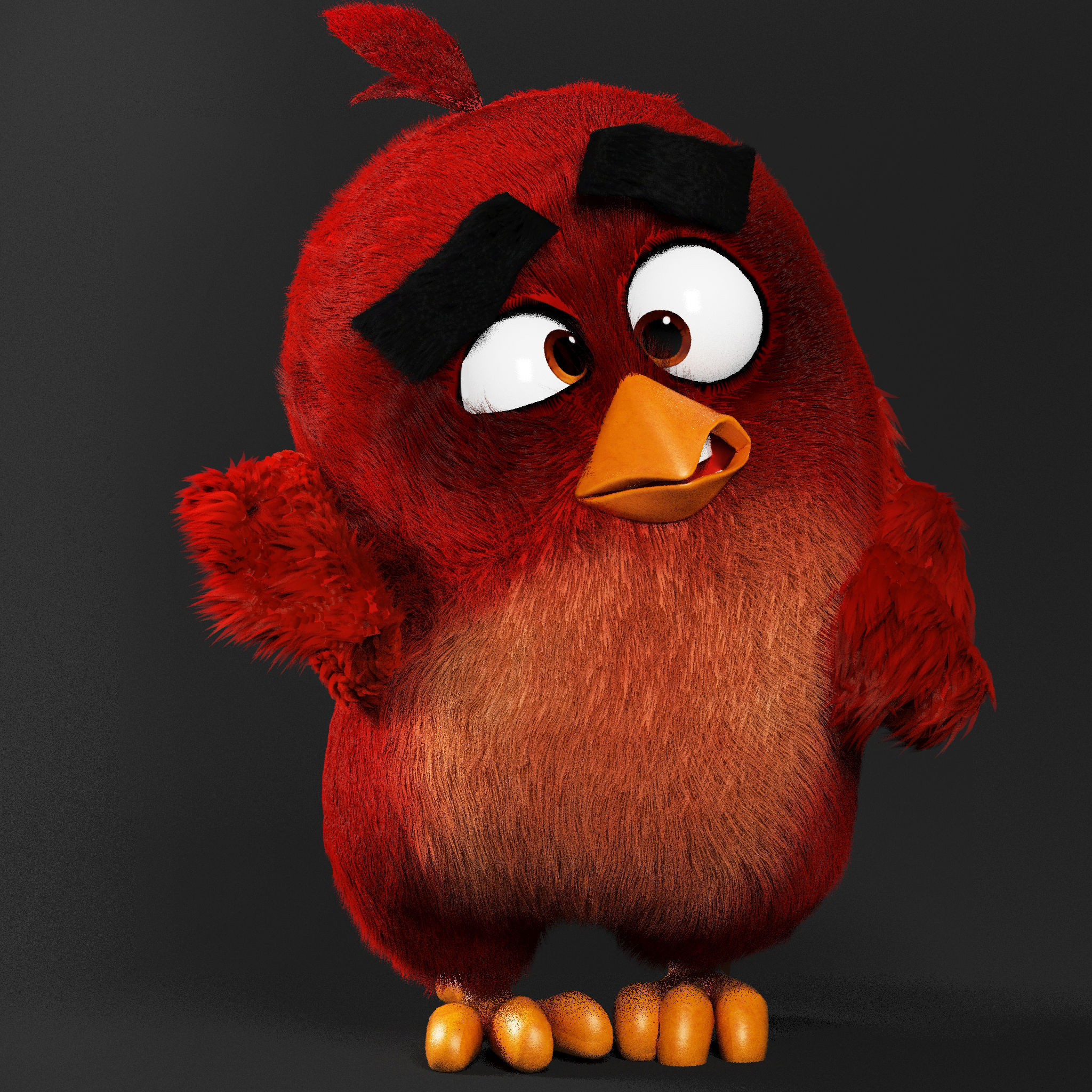 Angry Bird Red Low-poly 3D model_3