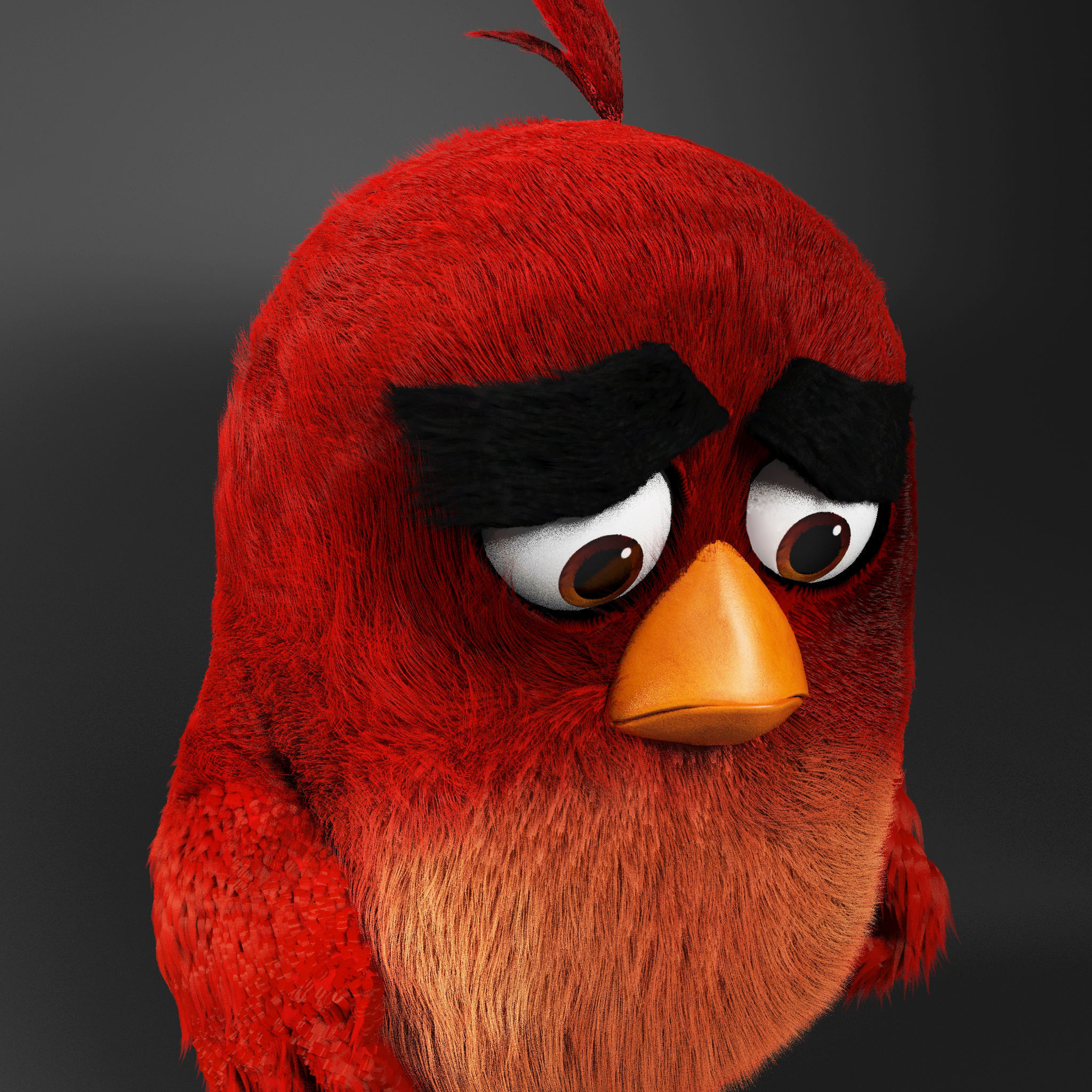 Angry Bird Red Low-poly 3D model_5