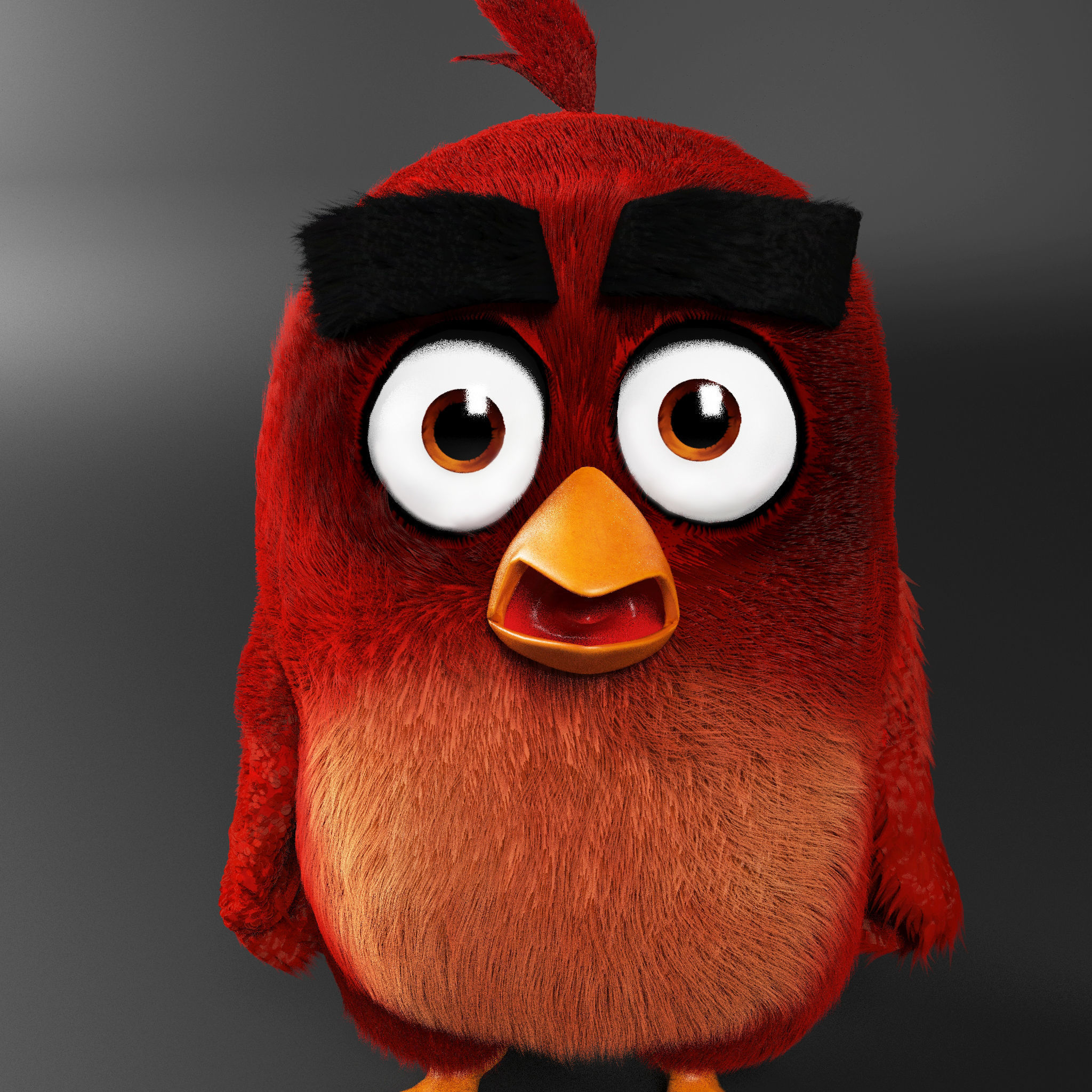 Angry Bird Red Low-poly 3D model_4