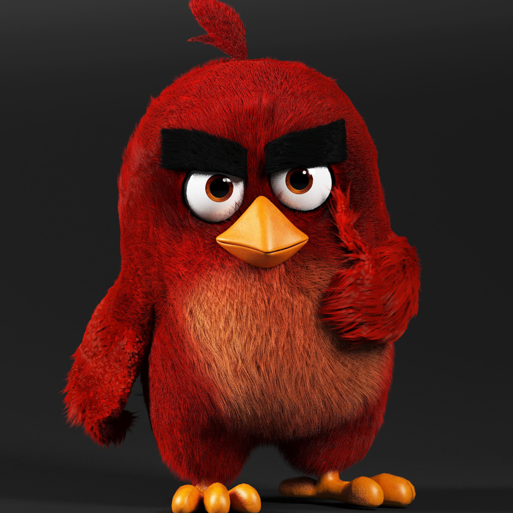 Angry Bird Red Low-poly 3D model_6