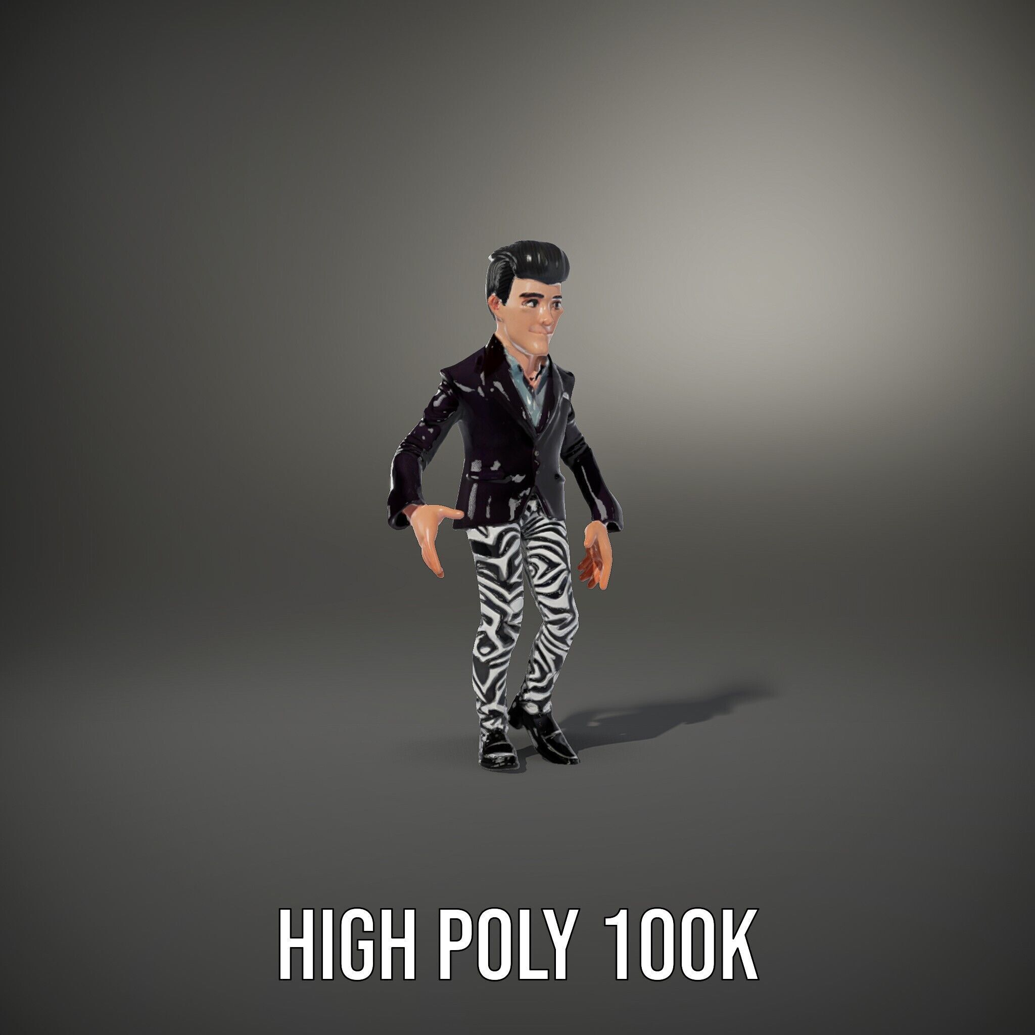 Stylish Male Character with Blazer and Patterned Pants  Rigge... Low-poly 3D model_35