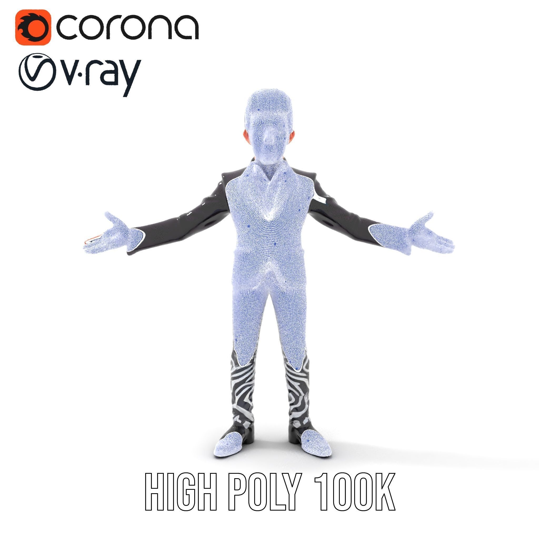 Stylish Male Character with Blazer and Patterned Pants  Rigge... Low-poly 3D model_23