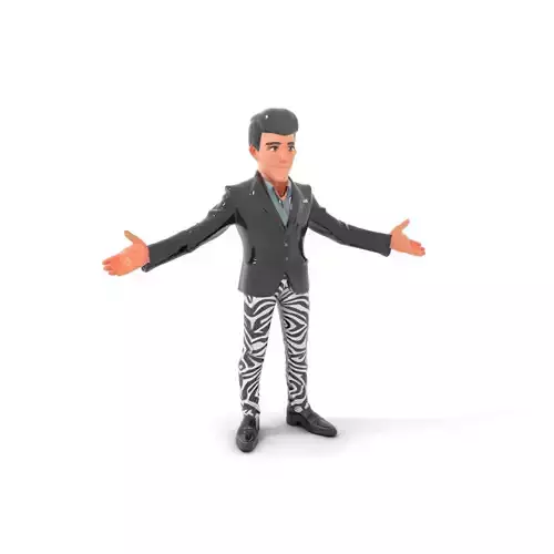 Stylish Male Character with Blazer and Patterned Pants  Rigge... Low-poly 3D model