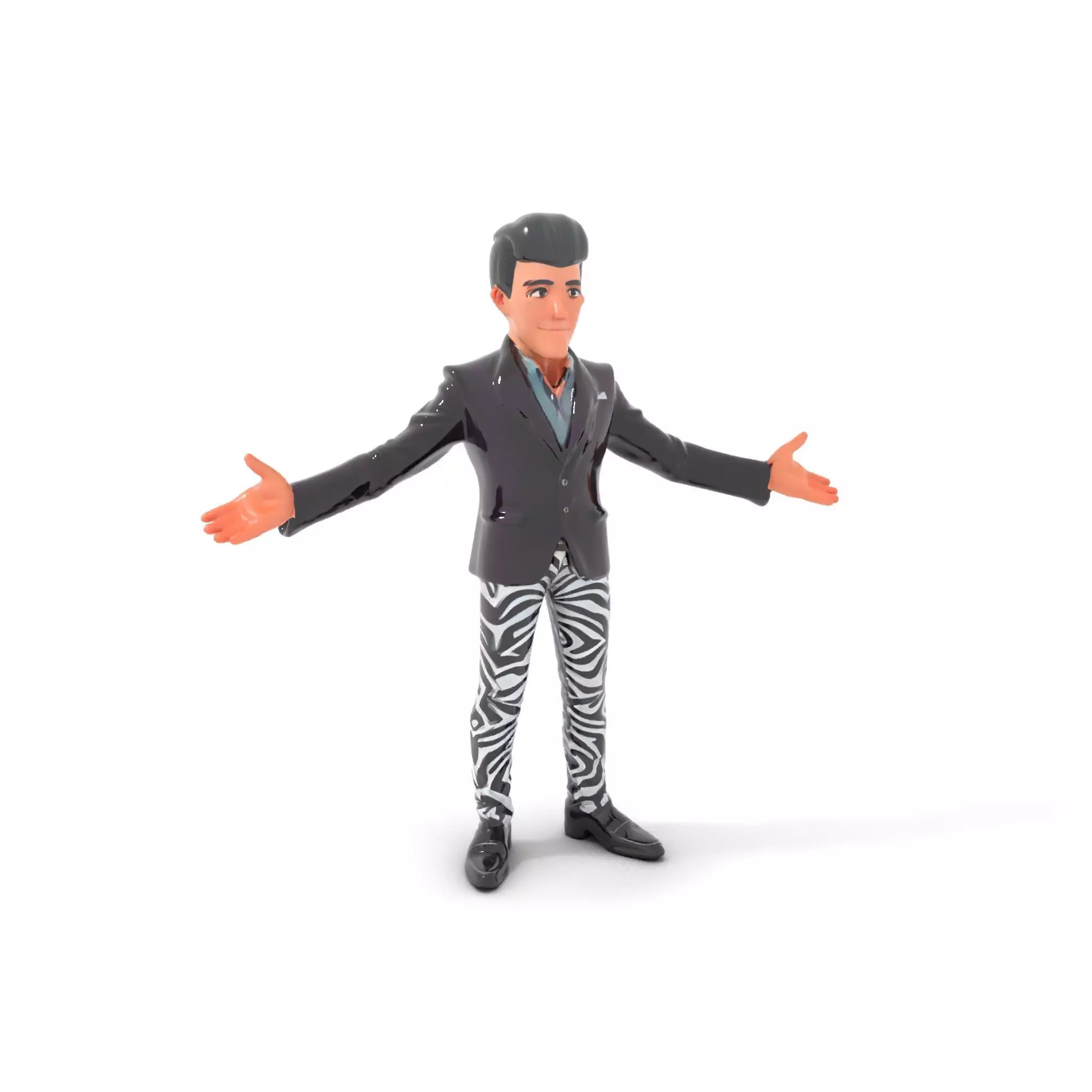 Stylish Male Character with Blazer and Patterned Pants  Rigge... Low-poly 3D model_0