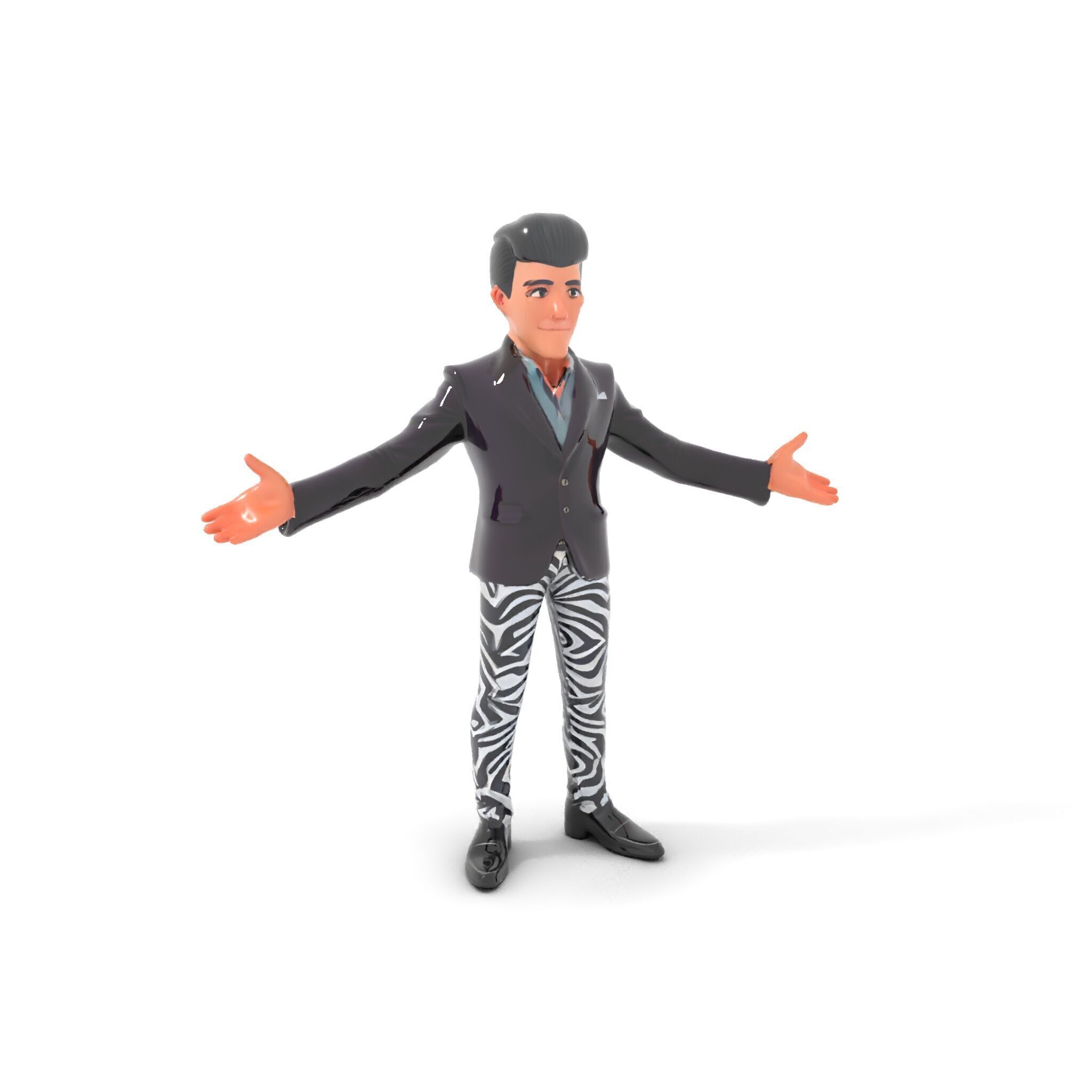 Stylish Male Character with Blazer and Patterned Pants  Rigge... Low-poly 3D model_10