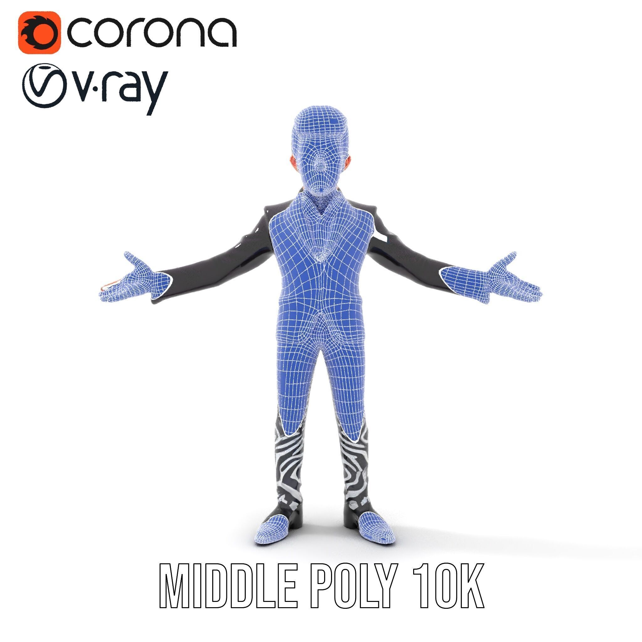 Stylish Male Character with Blazer and Patterned Pants  Rigge... Low-poly 3D model_26