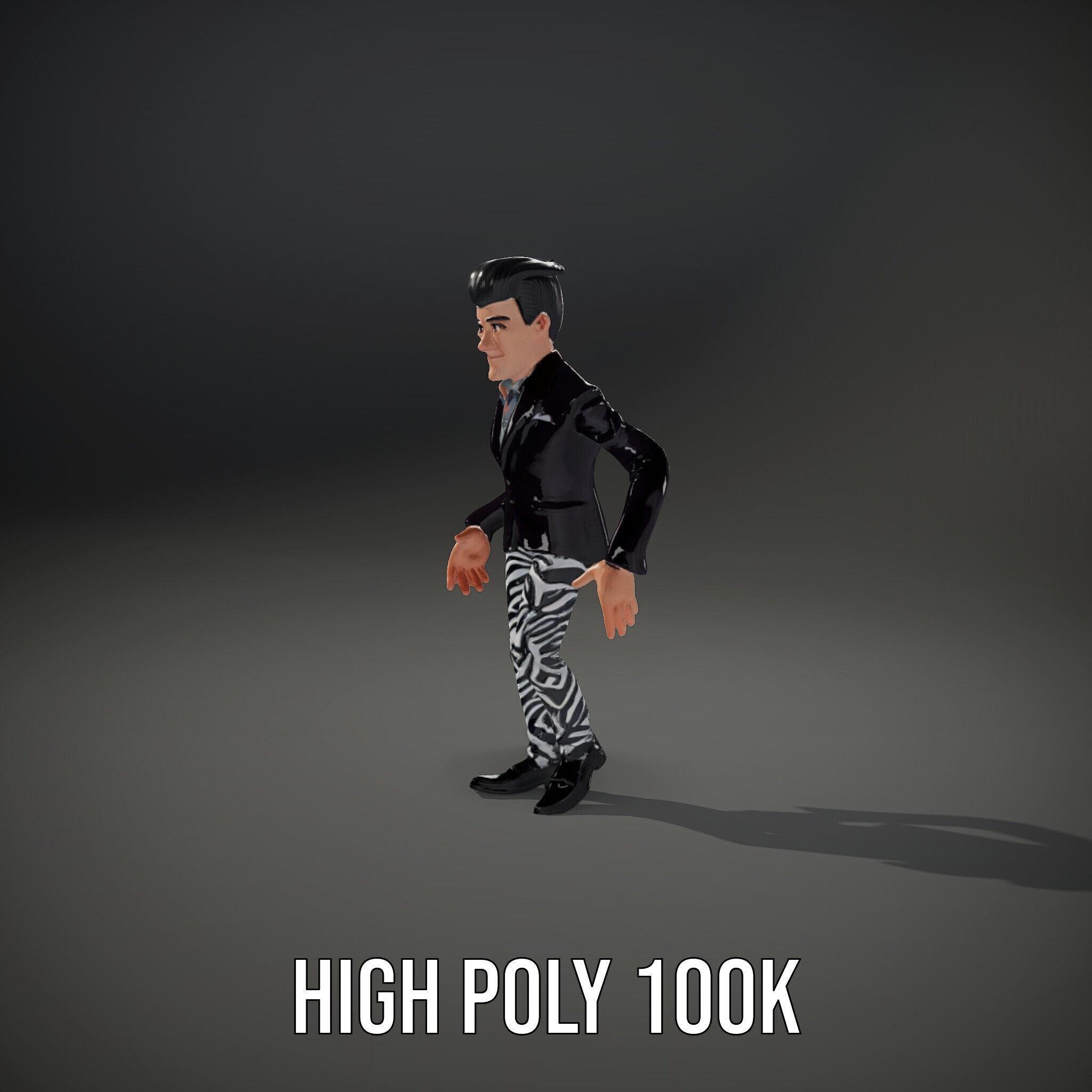 Stylish Male Character with Blazer and Patterned Pants  Rigge... Low-poly 3D model_36