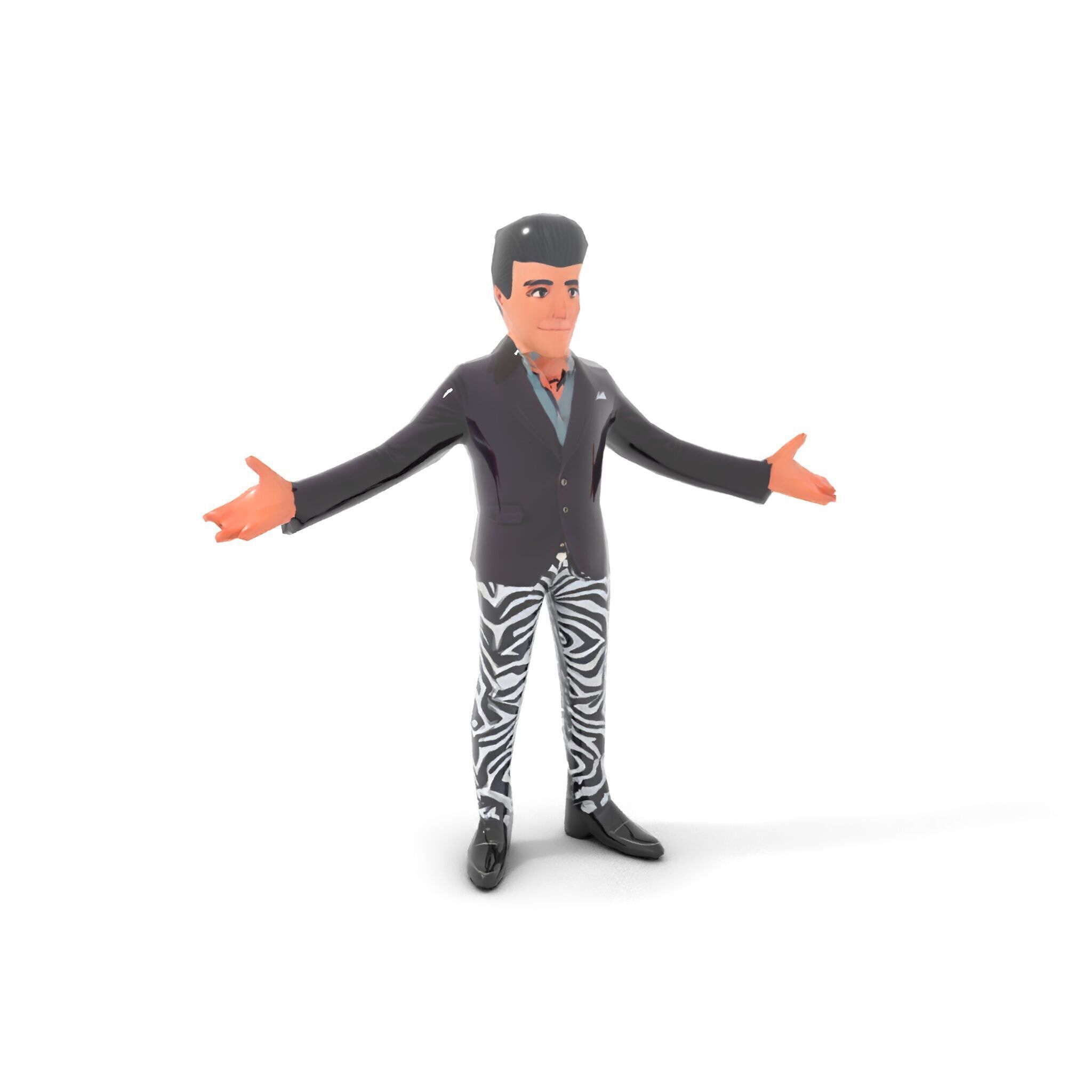 Stylish Male Character with Blazer and Patterned Pants  Rigge... Low-poly 3D model_11