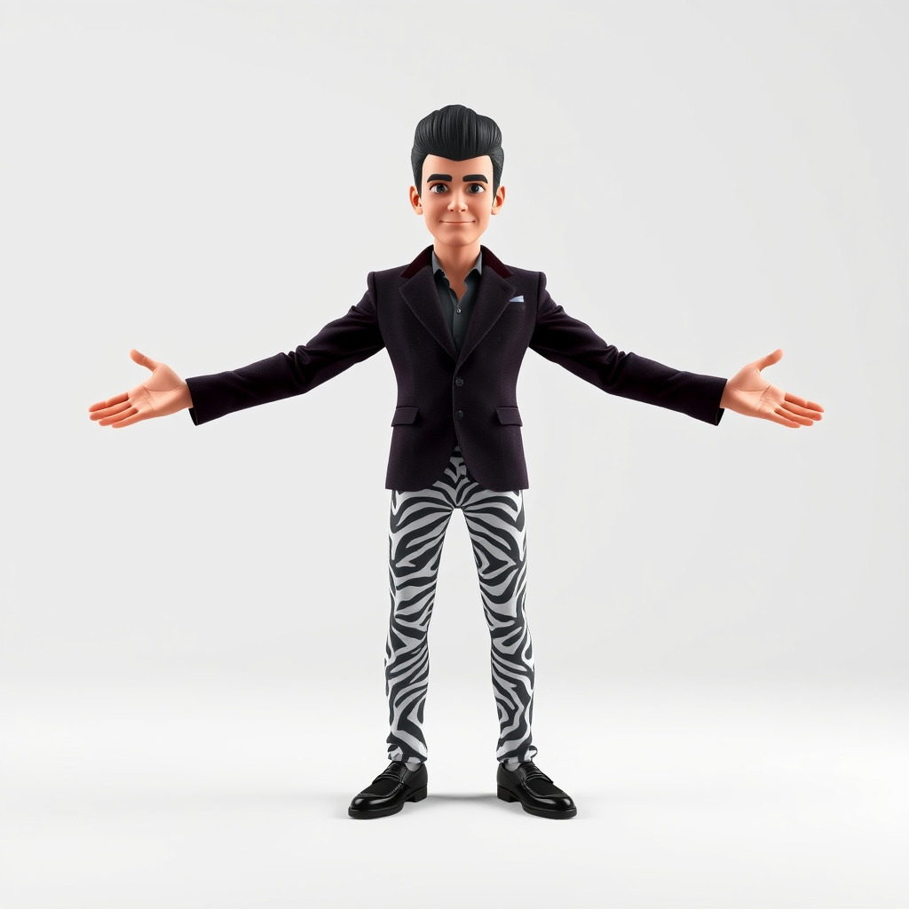 Stylish Male Character with Blazer and Patterned Pants  Rigge... Low-poly 3D model_2