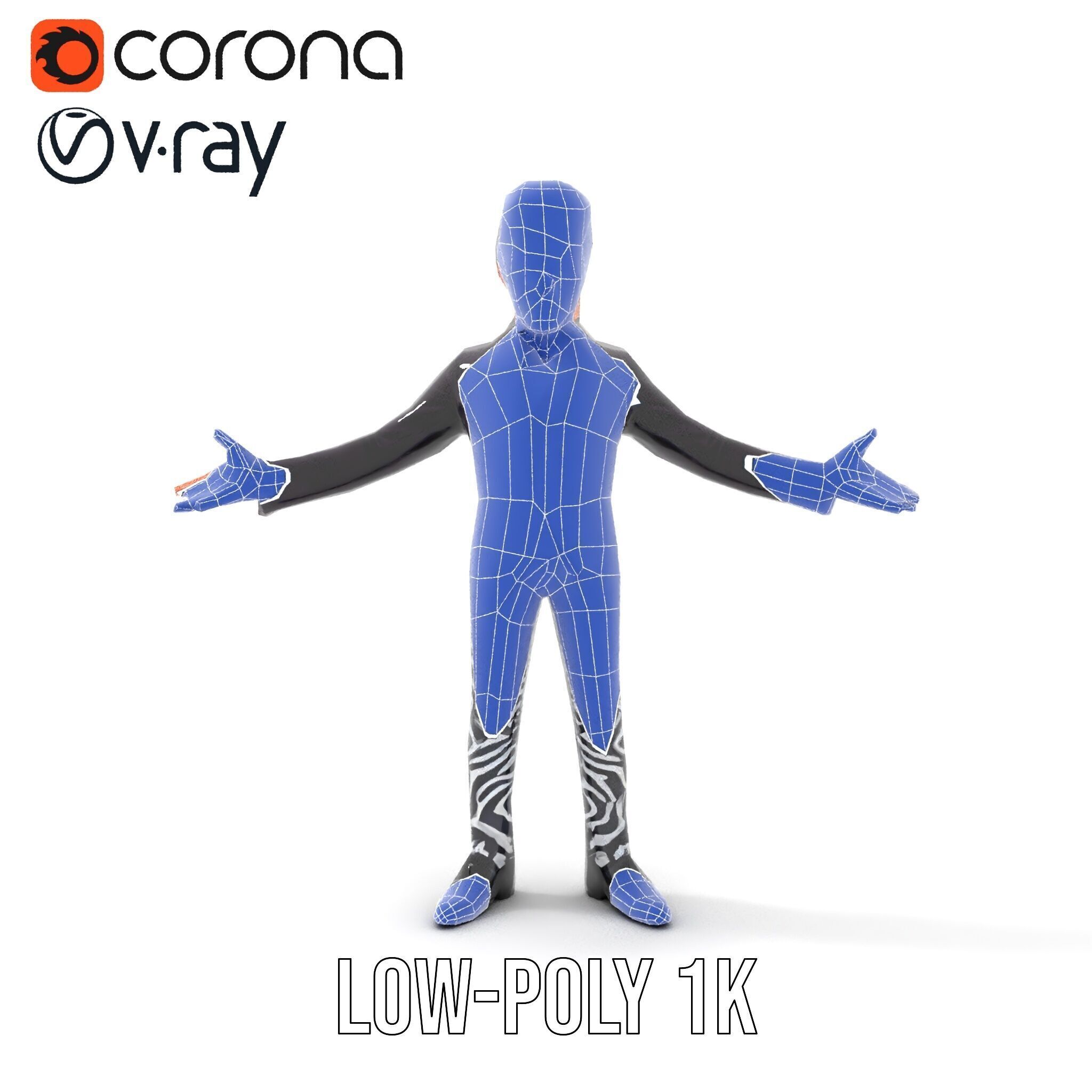 Stylish Male Character with Blazer and Patterned Pants  Rigge... Low-poly 3D model_27