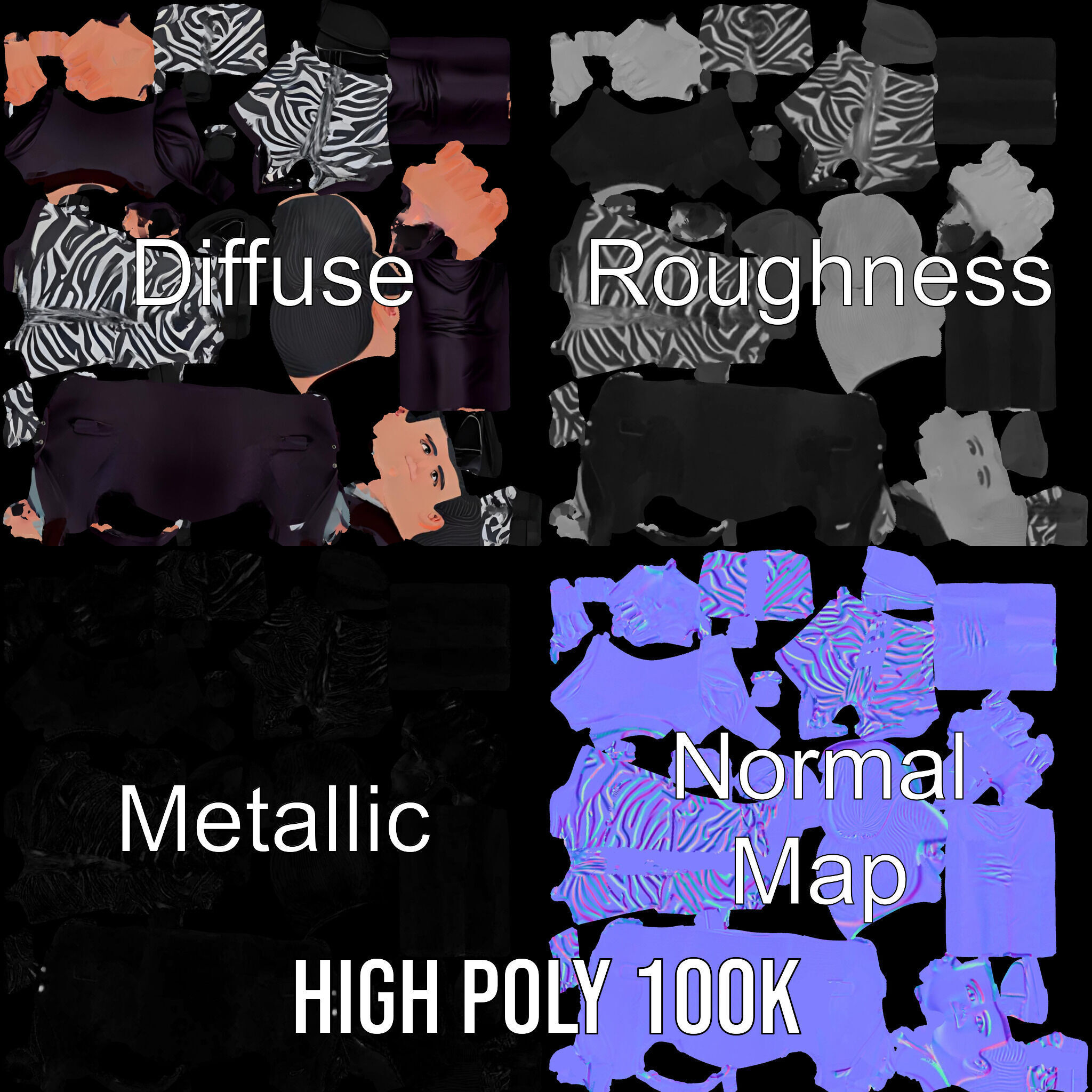 Stylish Male Character with Blazer and Patterned Pants  Rigge... Low-poly 3D model_3