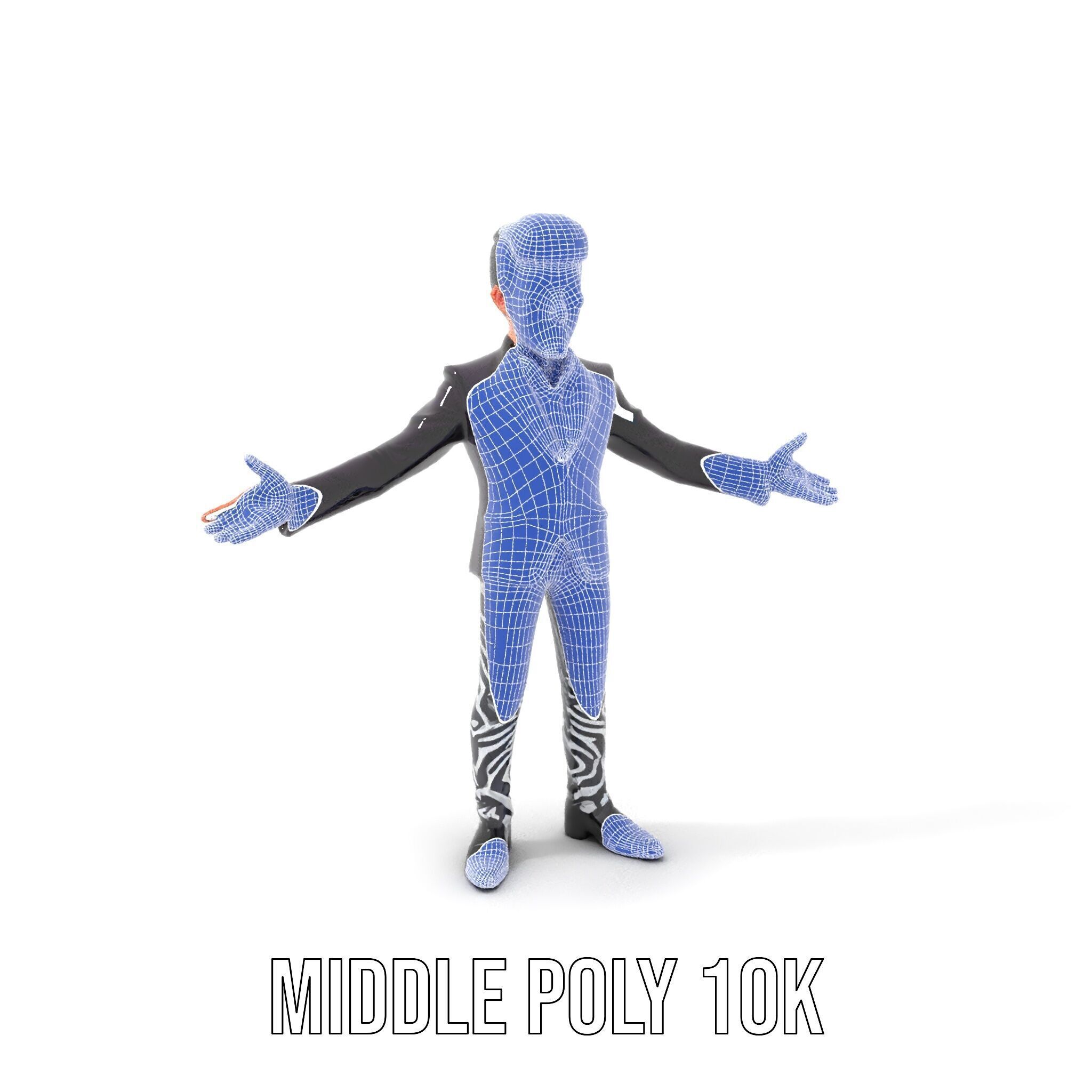 Stylish Male Character with Blazer and Patterned Pants  Rigge... Low-poly 3D model_21