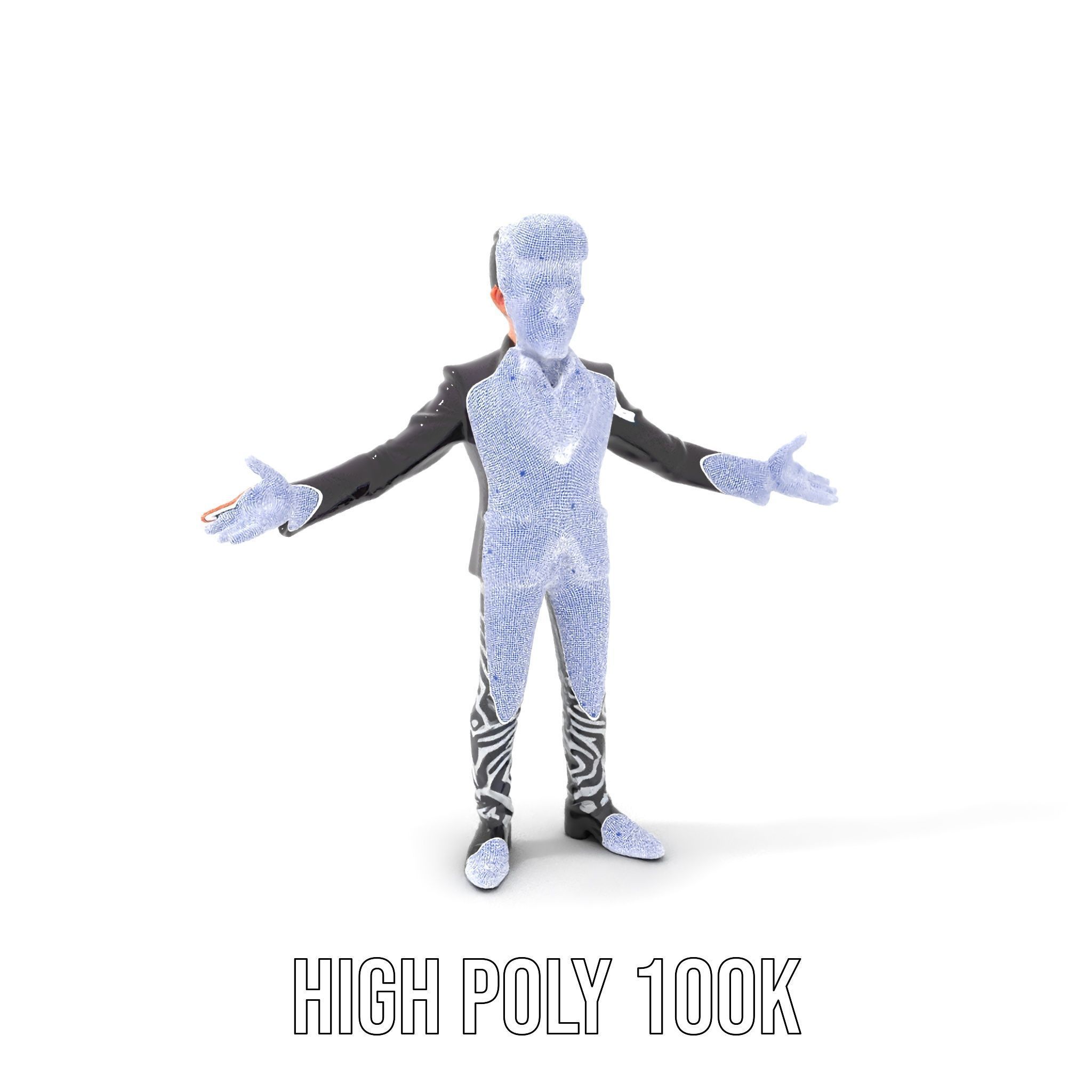 Stylish Male Character with Blazer and Patterned Pants  Rigge... Low-poly 3D model_4