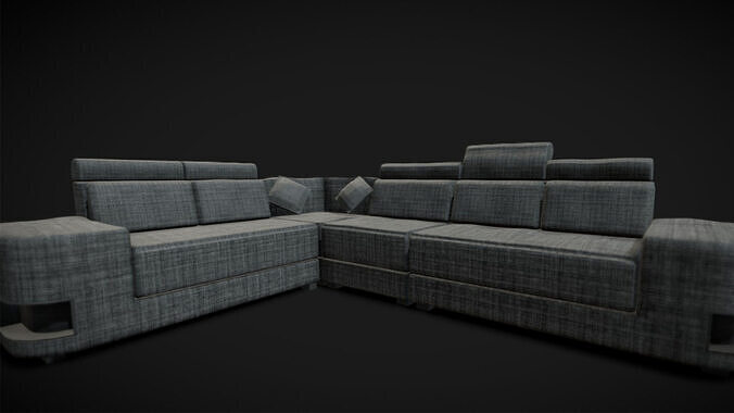 L Shape Sofa Low-poly 3D model