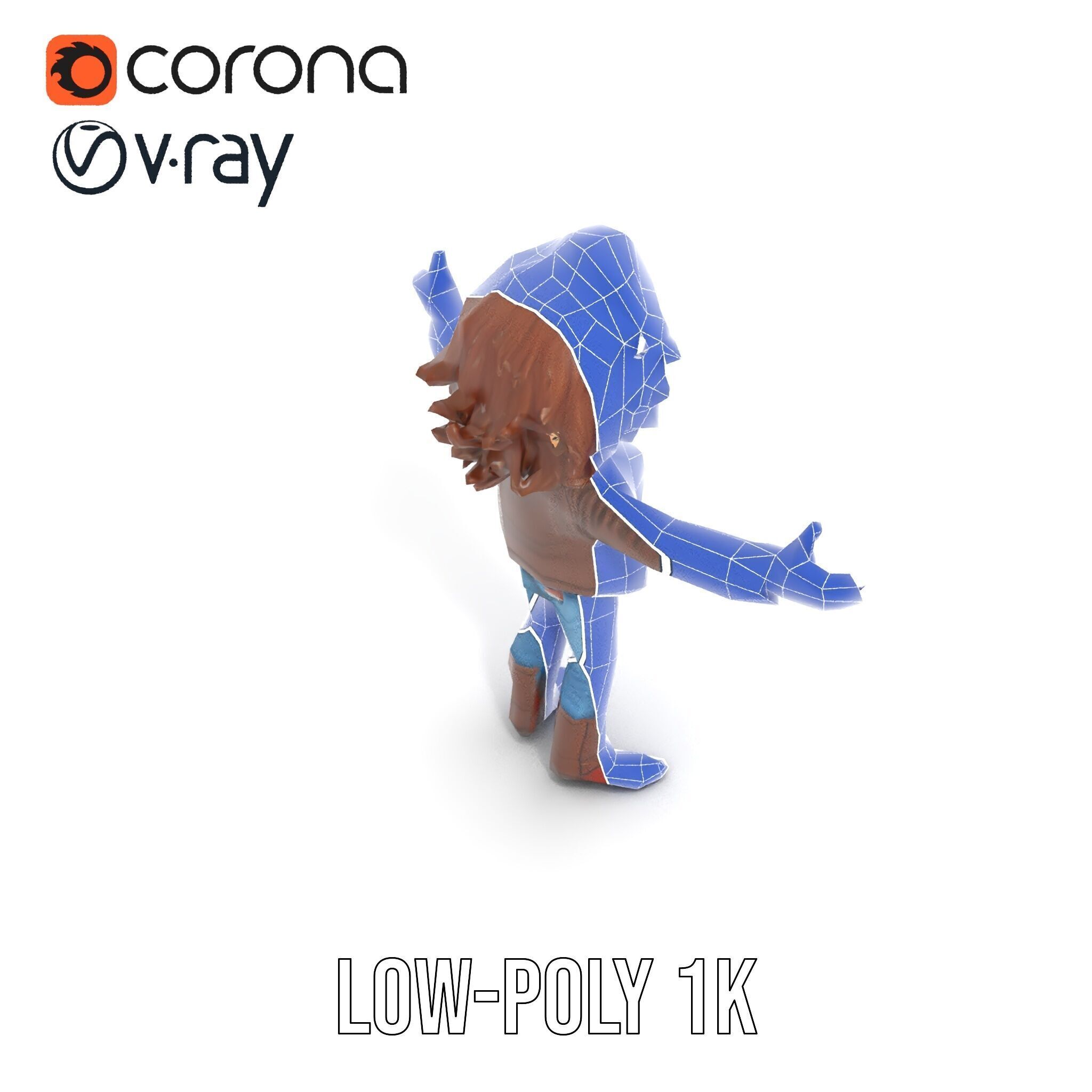 Stylish Adventurer in Leather Jacket Rigged and Animated Low-poly 3D model_27