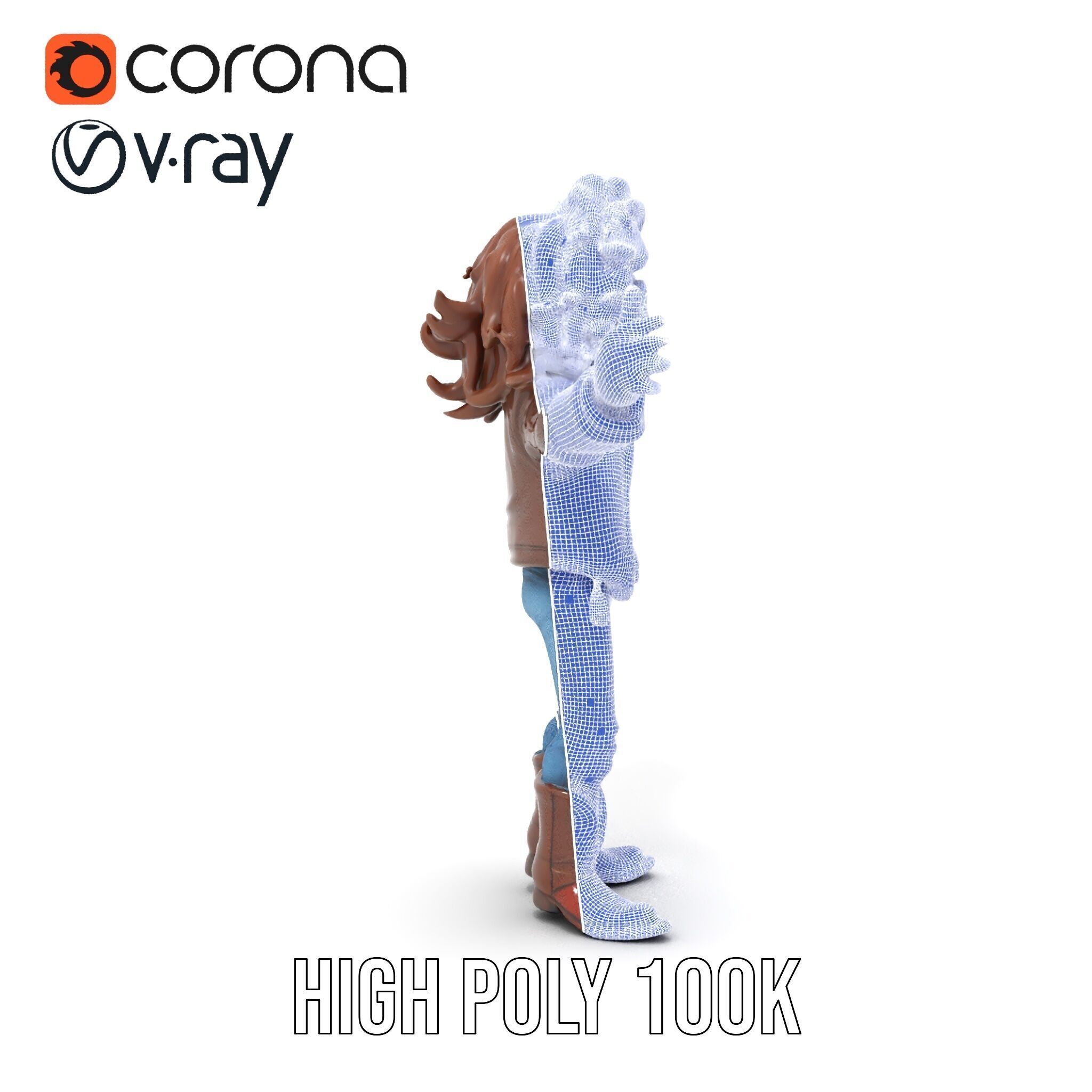 Stylish Adventurer in Leather Jacket Rigged and Animated Low-poly 3D model_28