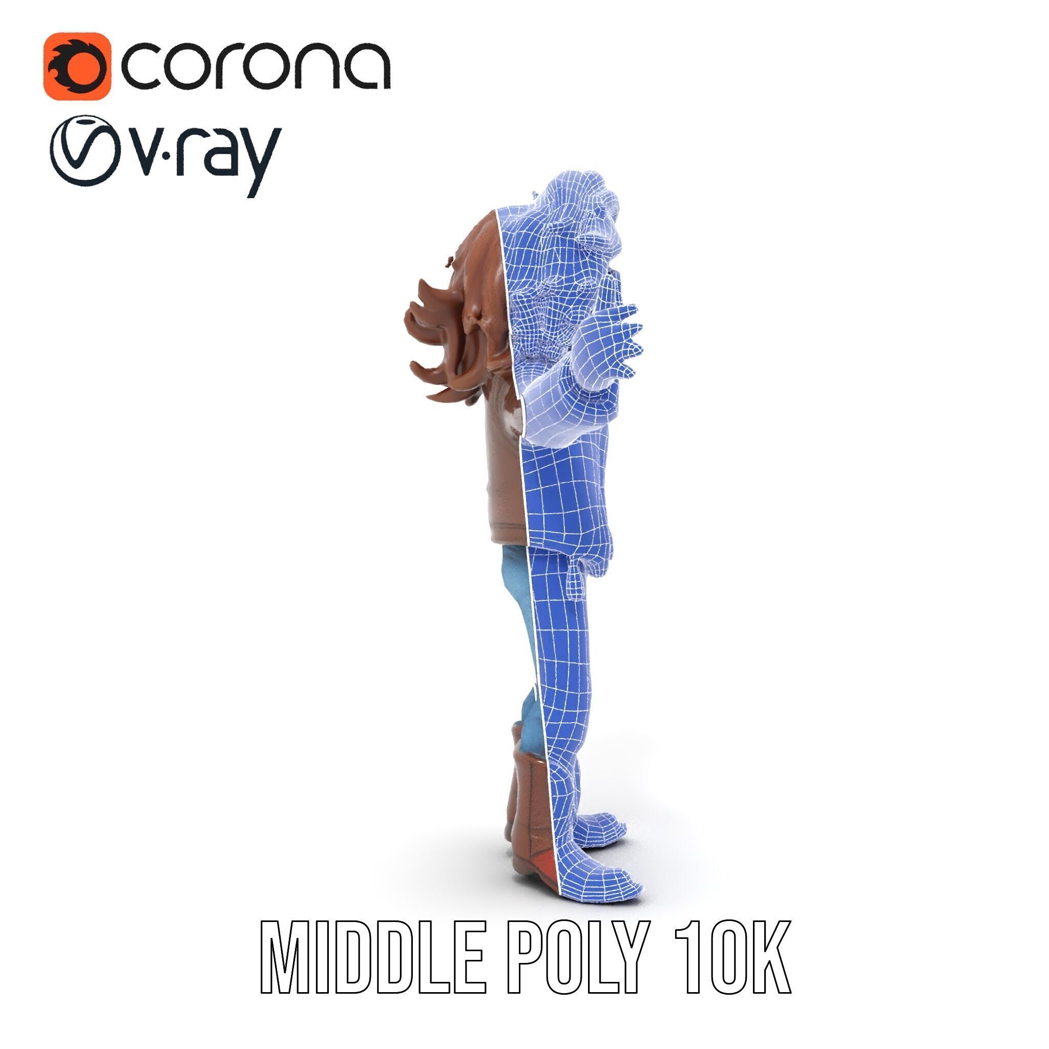 Stylish Adventurer in Leather Jacket Rigged and Animated Low-poly 3D model_32