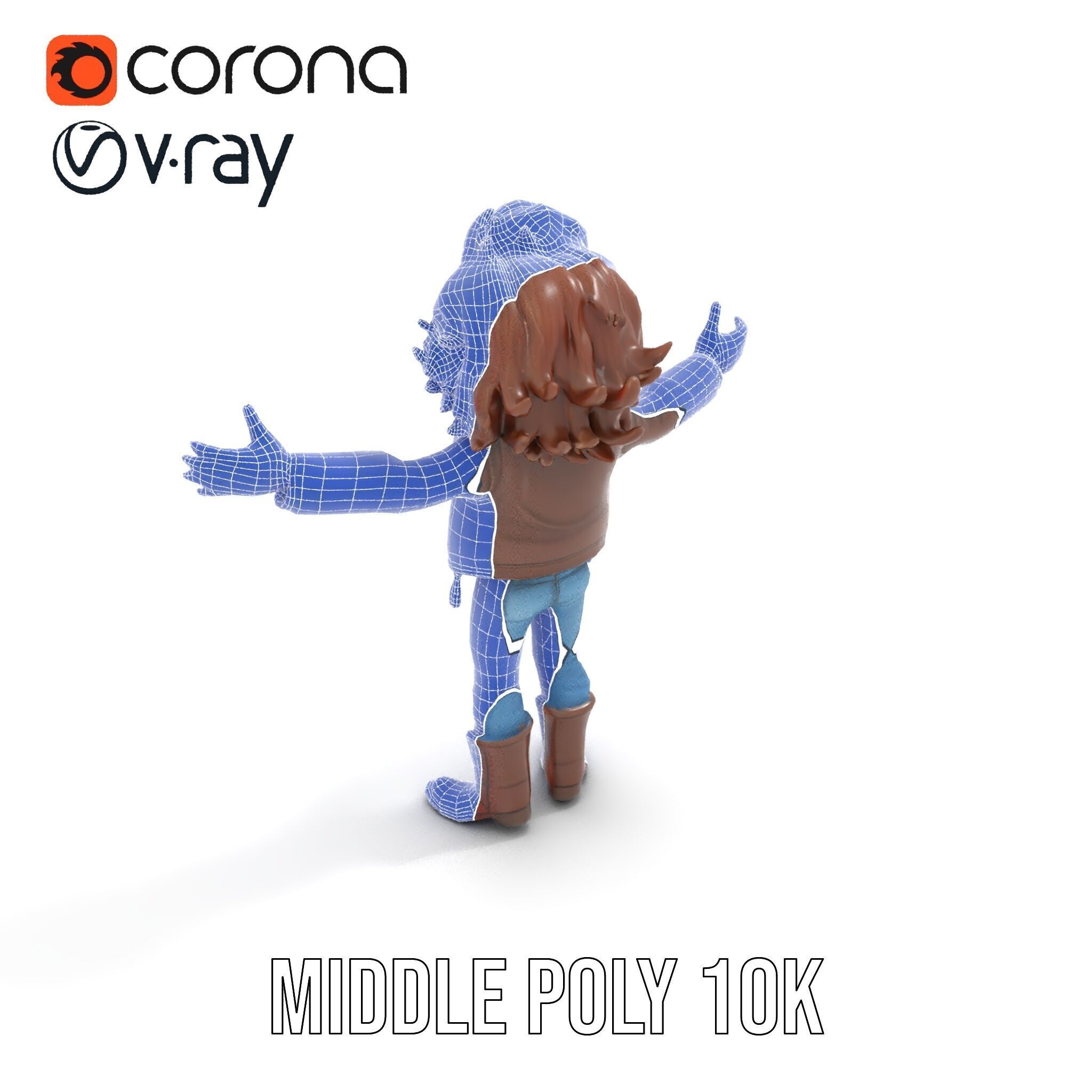 Stylish Adventurer in Leather Jacket Rigged and Animated Low-poly 3D model_15