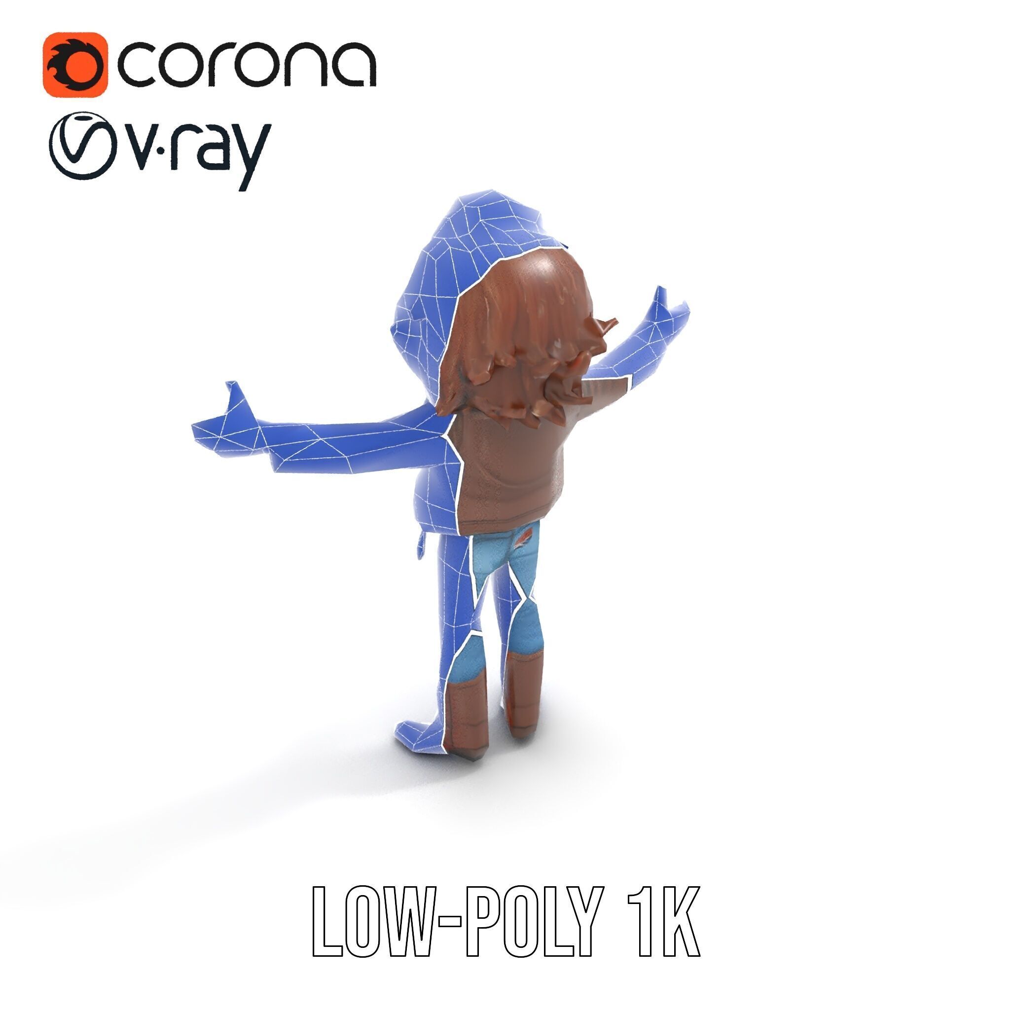 Stylish Adventurer in Leather Jacket Rigged and Animated Low-poly 3D model_21