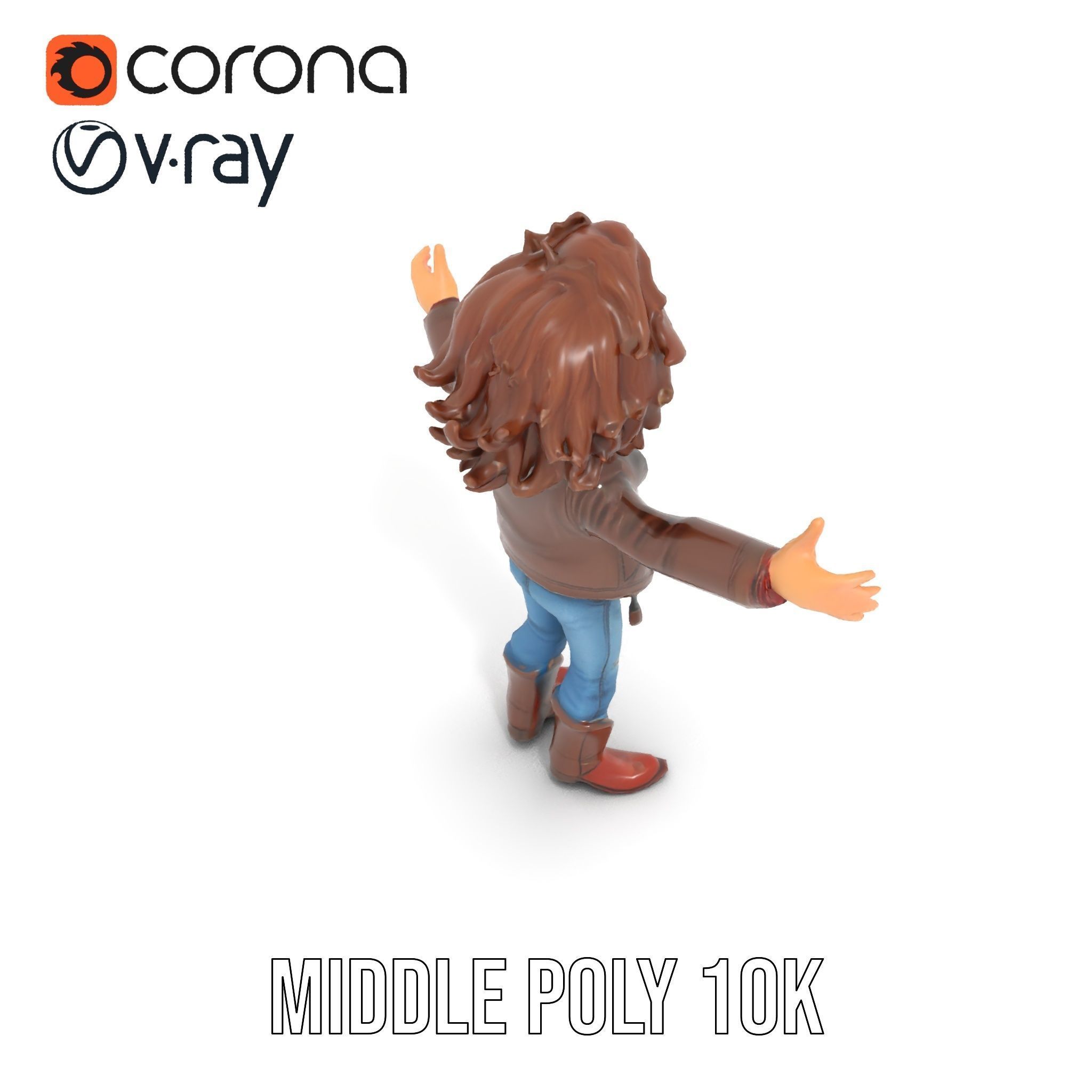 Stylish Adventurer in Leather Jacket Rigged and Animated Low-poly 3D model_29