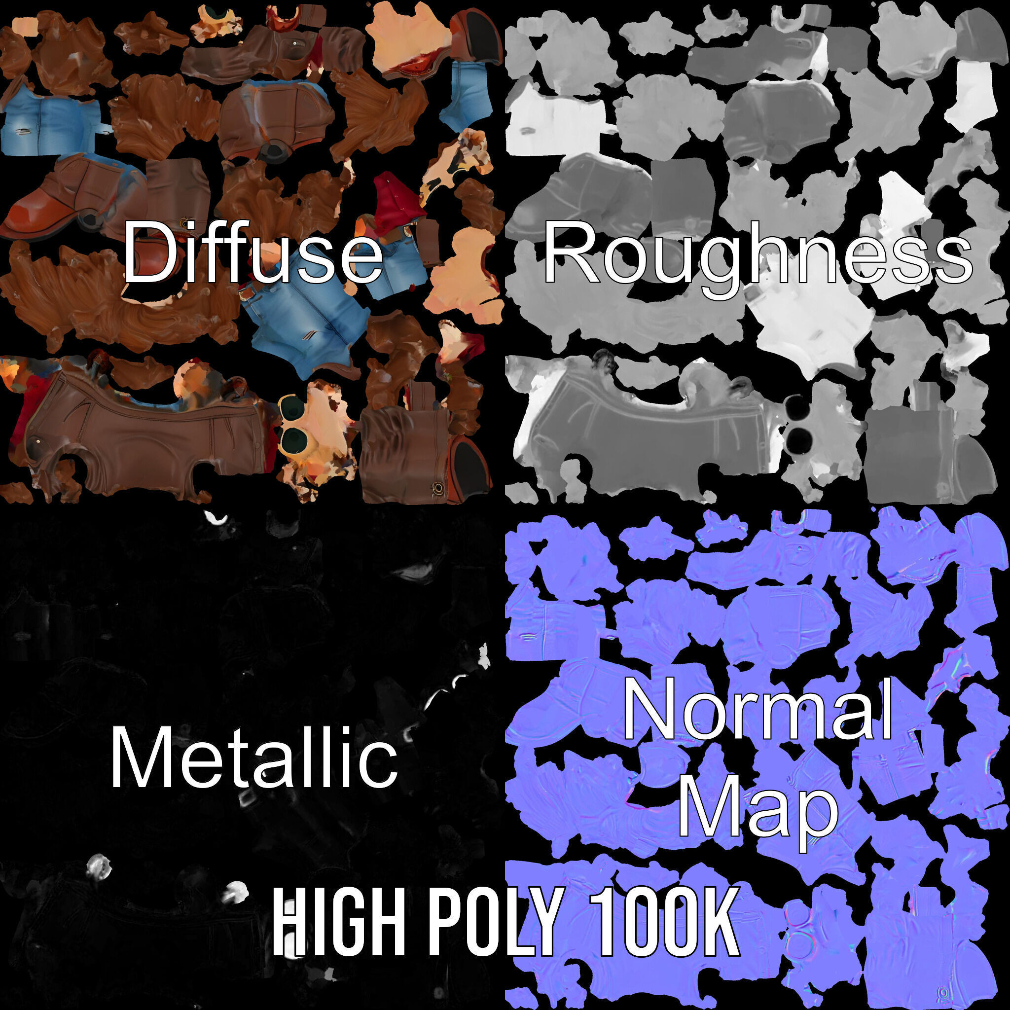 Stylish Adventurer in Leather Jacket Rigged and Animated Low-poly 3D model_3