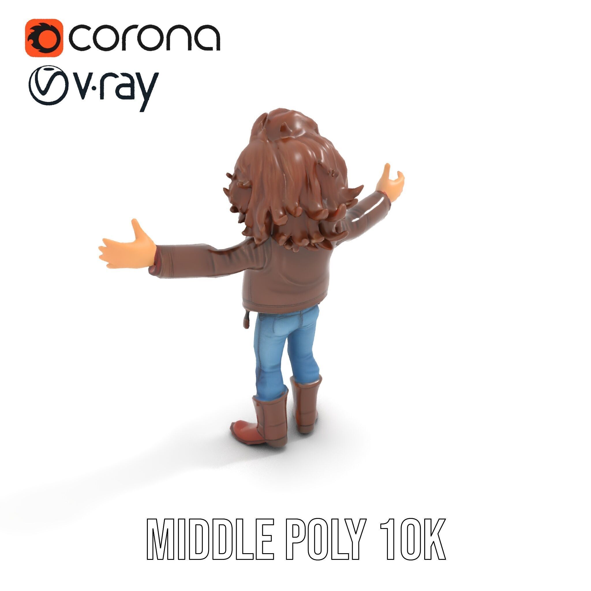 Stylish Adventurer in Leather Jacket Rigged and Animated Low-poly 3D model_17