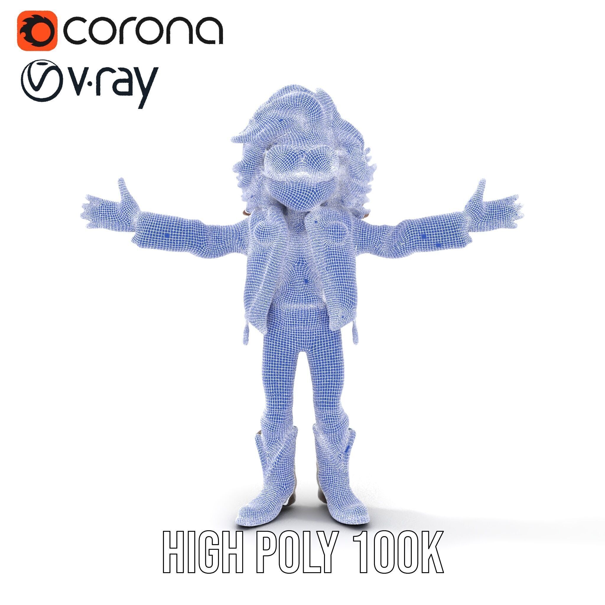 Stylish Adventurer in Leather Jacket Rigged and Animated Low-poly 3D model_33