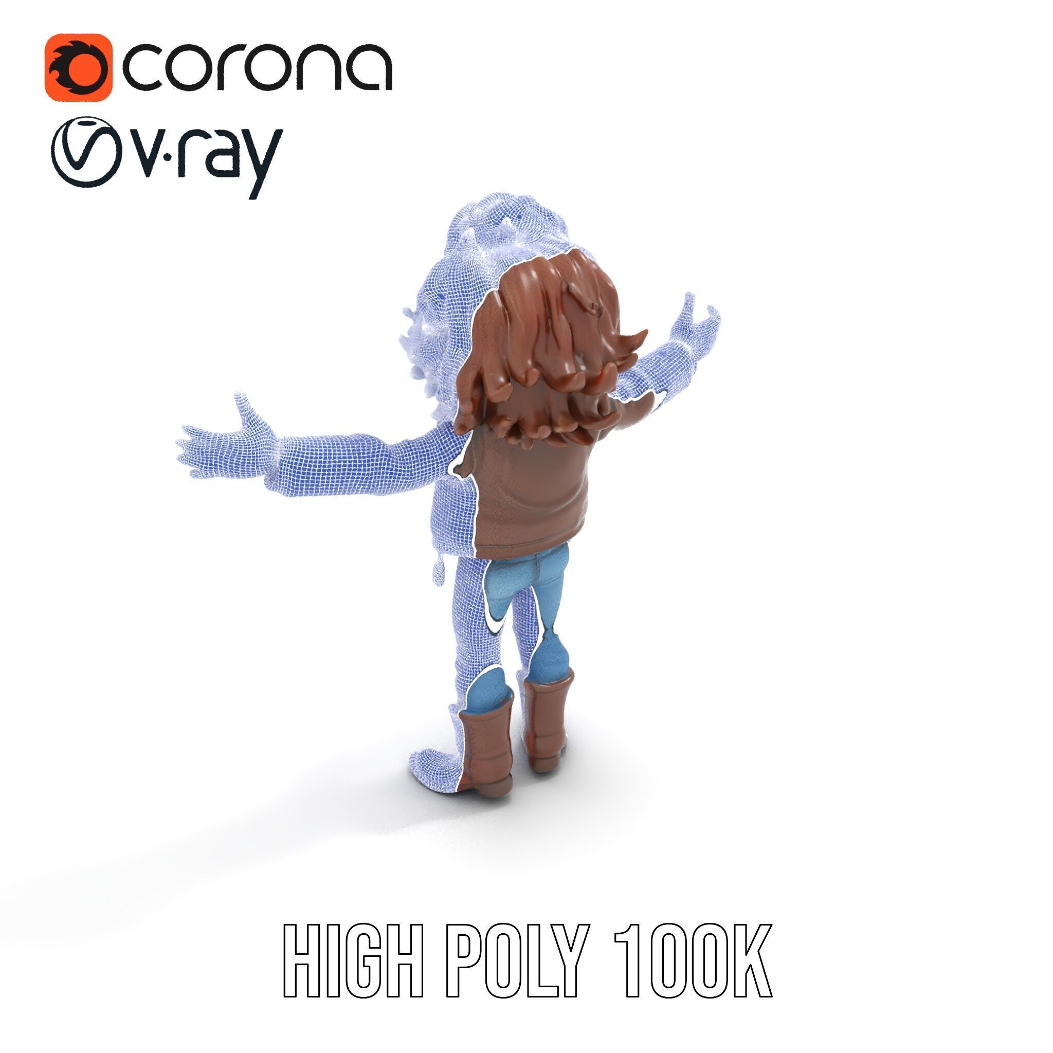 Stylish Adventurer in Leather Jacket Rigged and Animated Low-poly 3D model_31