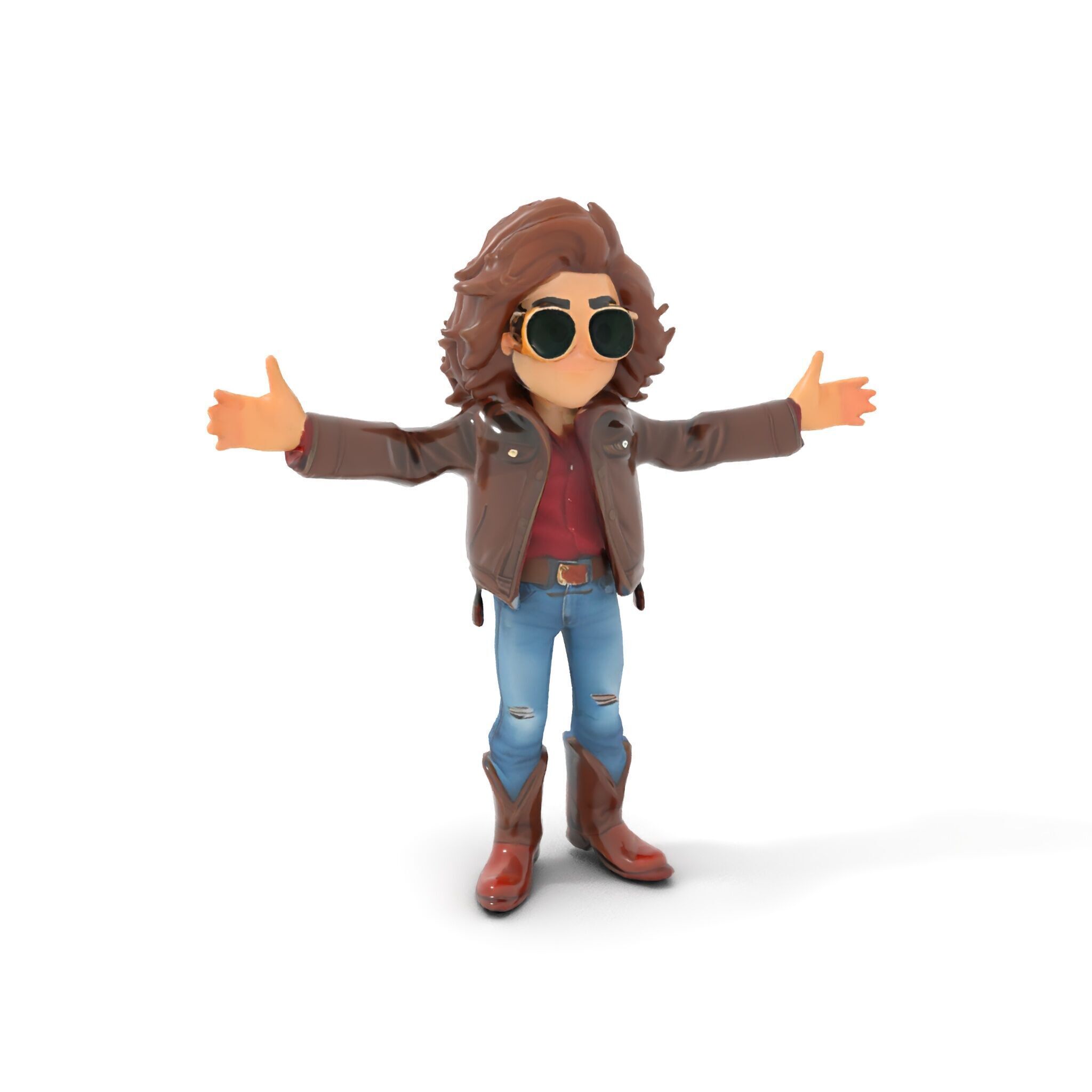 Stylish Adventurer in Leather Jacket Rigged and Animated Low-poly 3D model_10