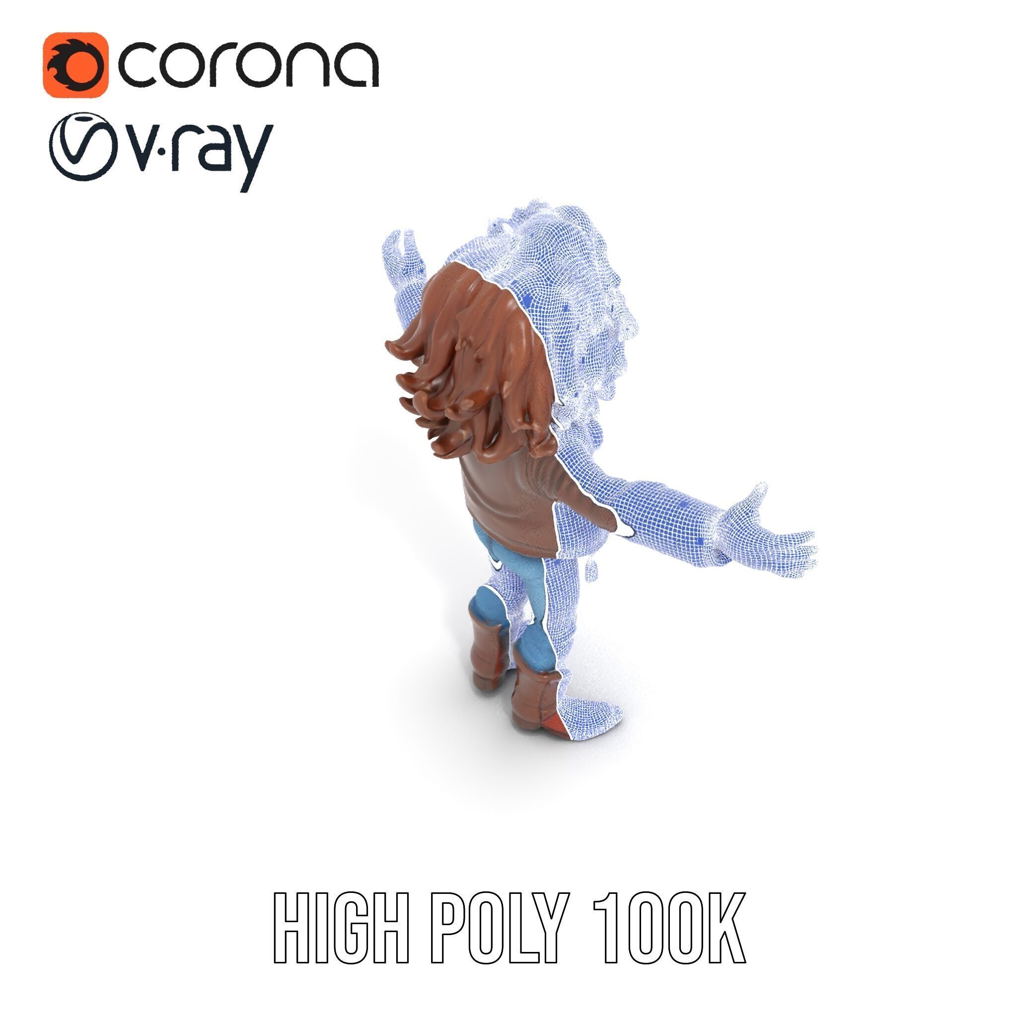 Stylish Adventurer in Leather Jacket Rigged and Animated Low-poly 3D model_25