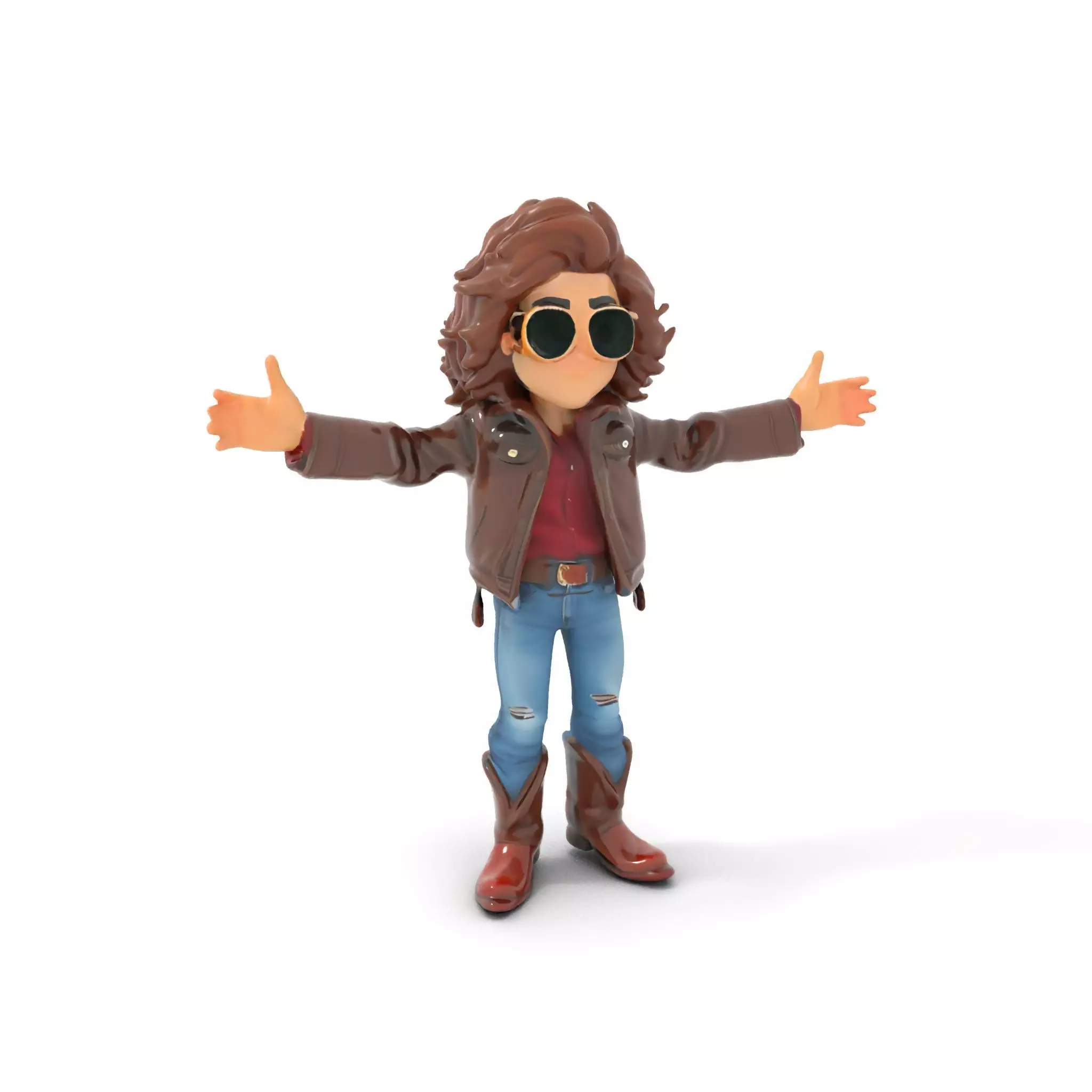 Stylish Adventurer in Leather Jacket Rigged and Animated Low-poly 3D model_0