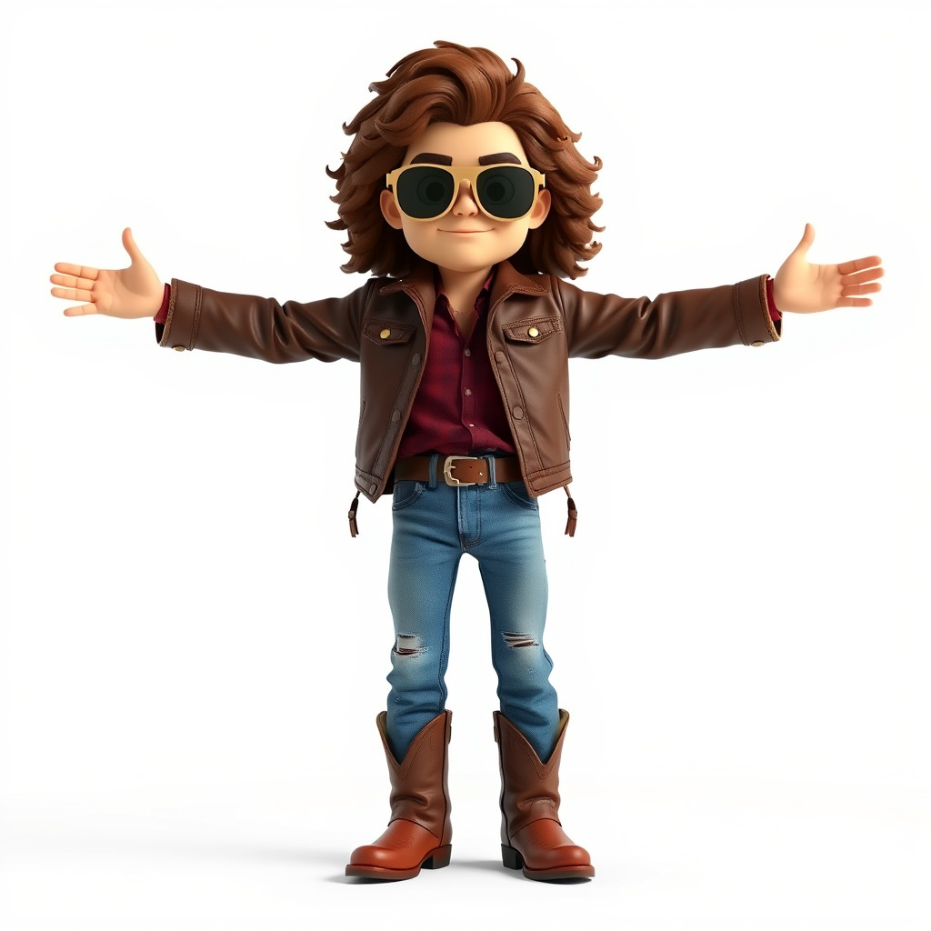 Stylish Adventurer in Leather Jacket Rigged and Animated Low-poly 3D model_2