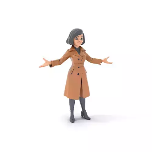 Stylish Detective Character Model  Rigged and Animated