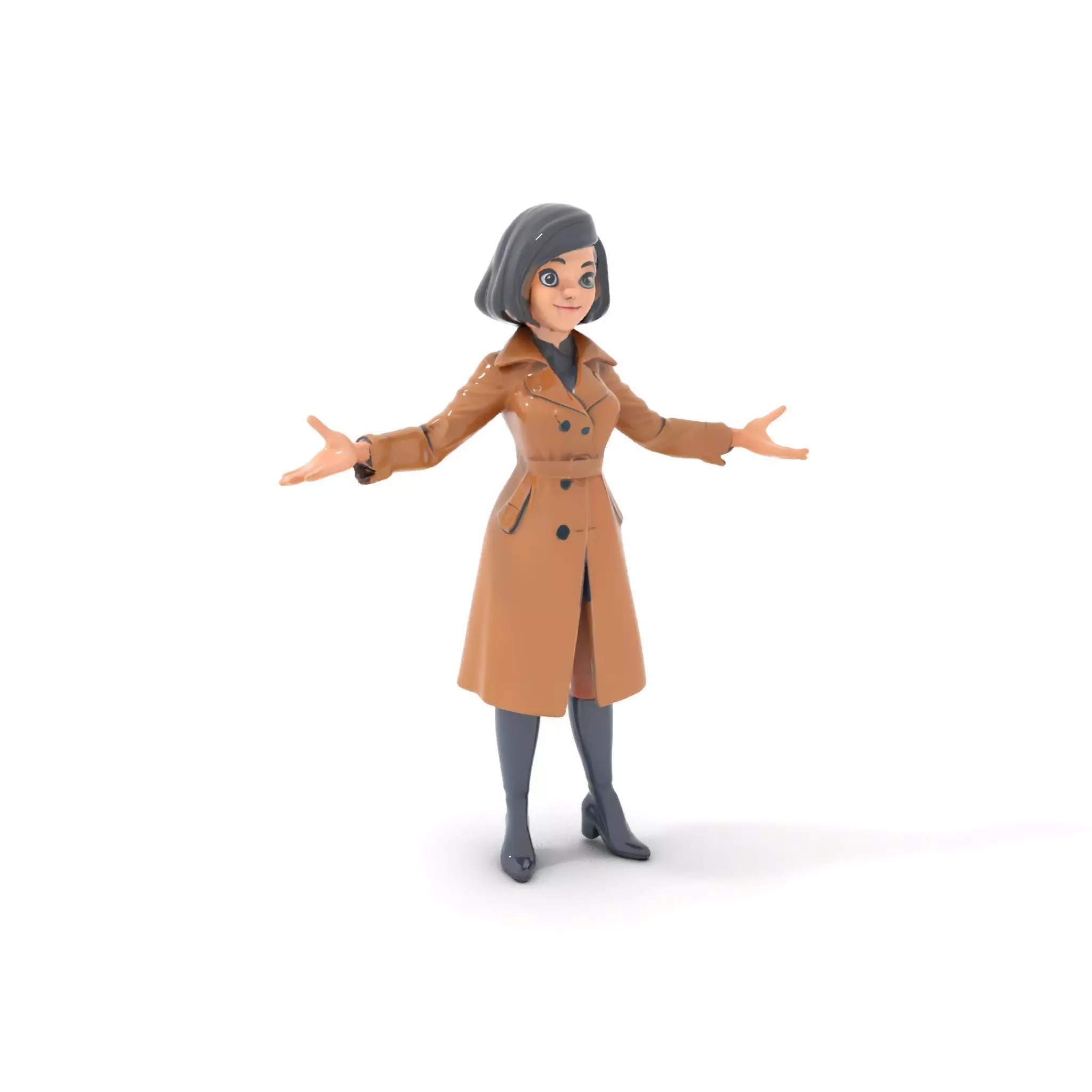 Stylish Detective Character Model Rigged and Animated Low-poly 3D model