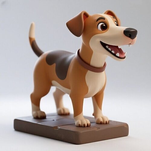 1089  Colorful Laughing   Galgo Dog on Base   pug 3D print model