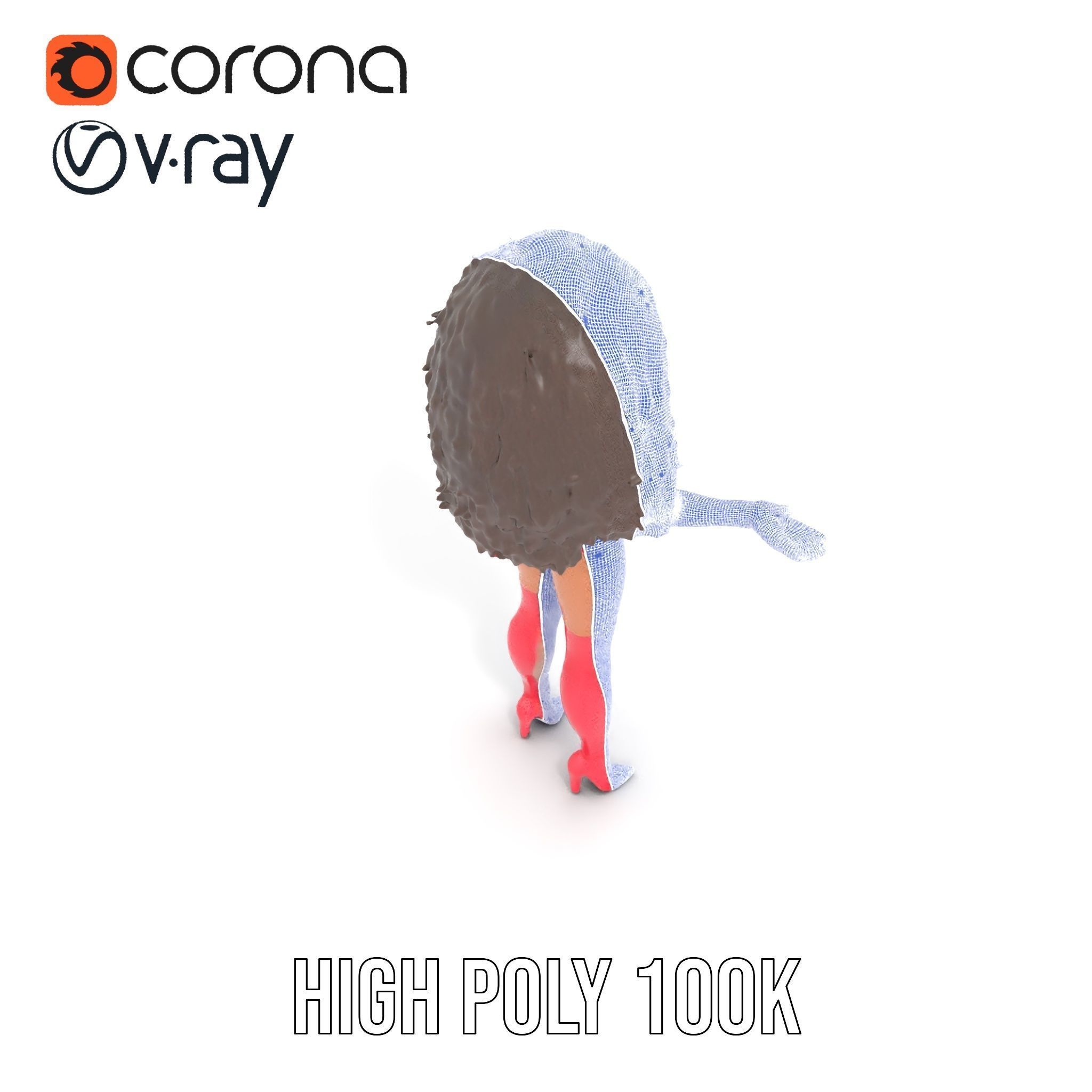 Glamorous Diva Character Model  Fully Rigged and Animated Low-poly 3D model_33