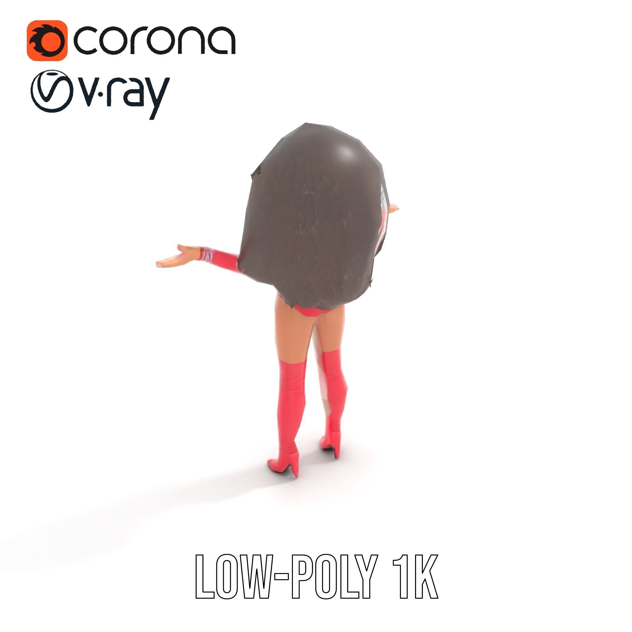 Glamorous Diva Character Model  Fully Rigged and Animated Low-poly 3D model_19