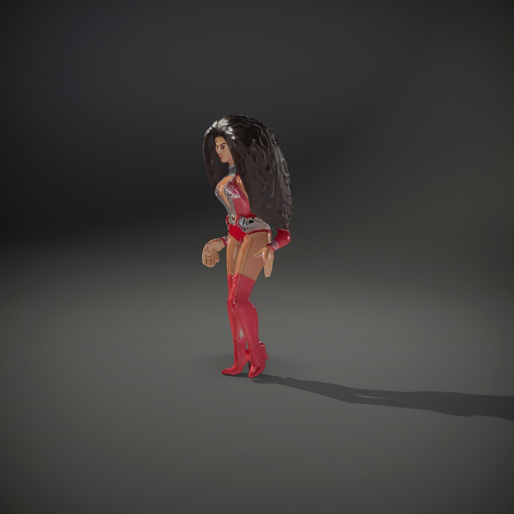 Glamorous Diva Character Model  Fully Rigged and Animated Low-poly 3D model_35