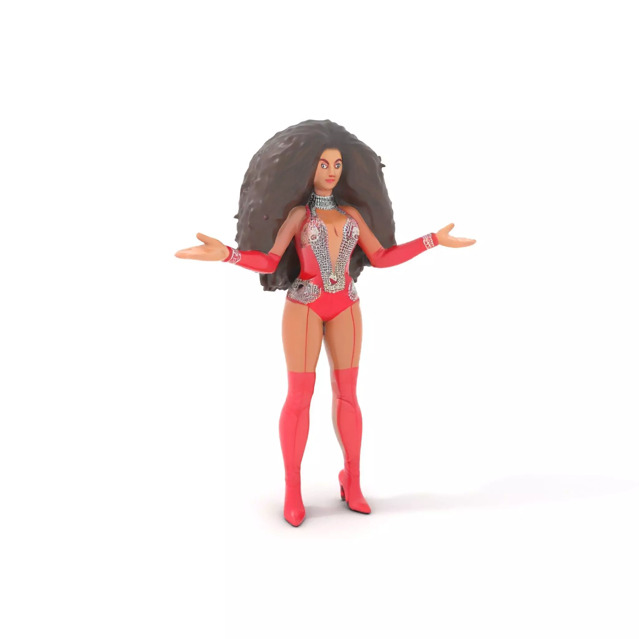 Glamorous Diva Character Model  Fully Rigged and Animated Low-poly 3D model_0