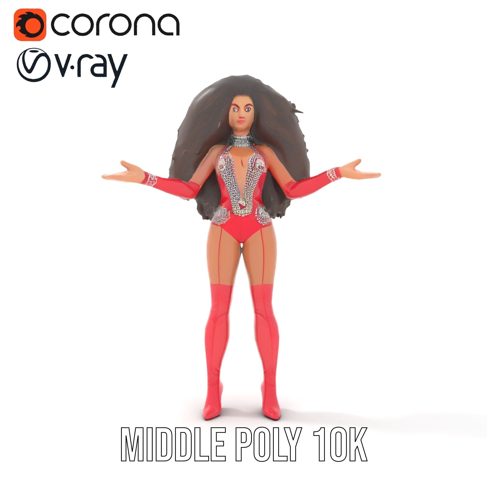 Glamorous Diva Character Model  Fully Rigged and Animated Low-poly 3D model_15