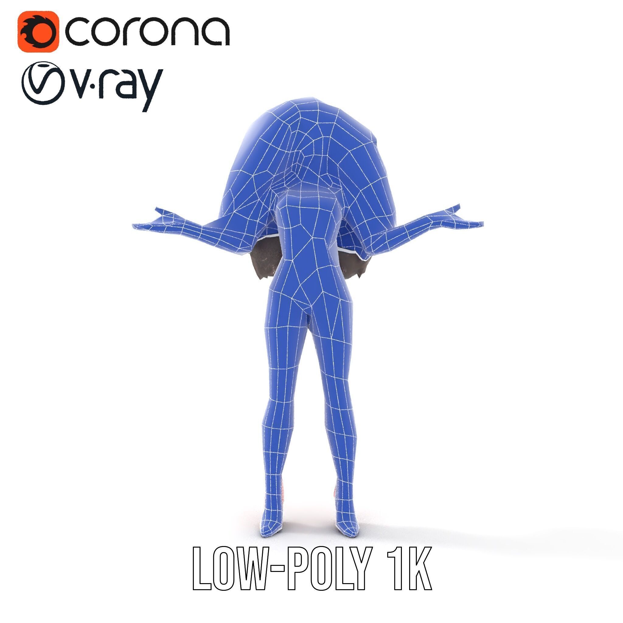 Glamorous Diva Character Model  Fully Rigged and Animated Low-poly 3D model_27