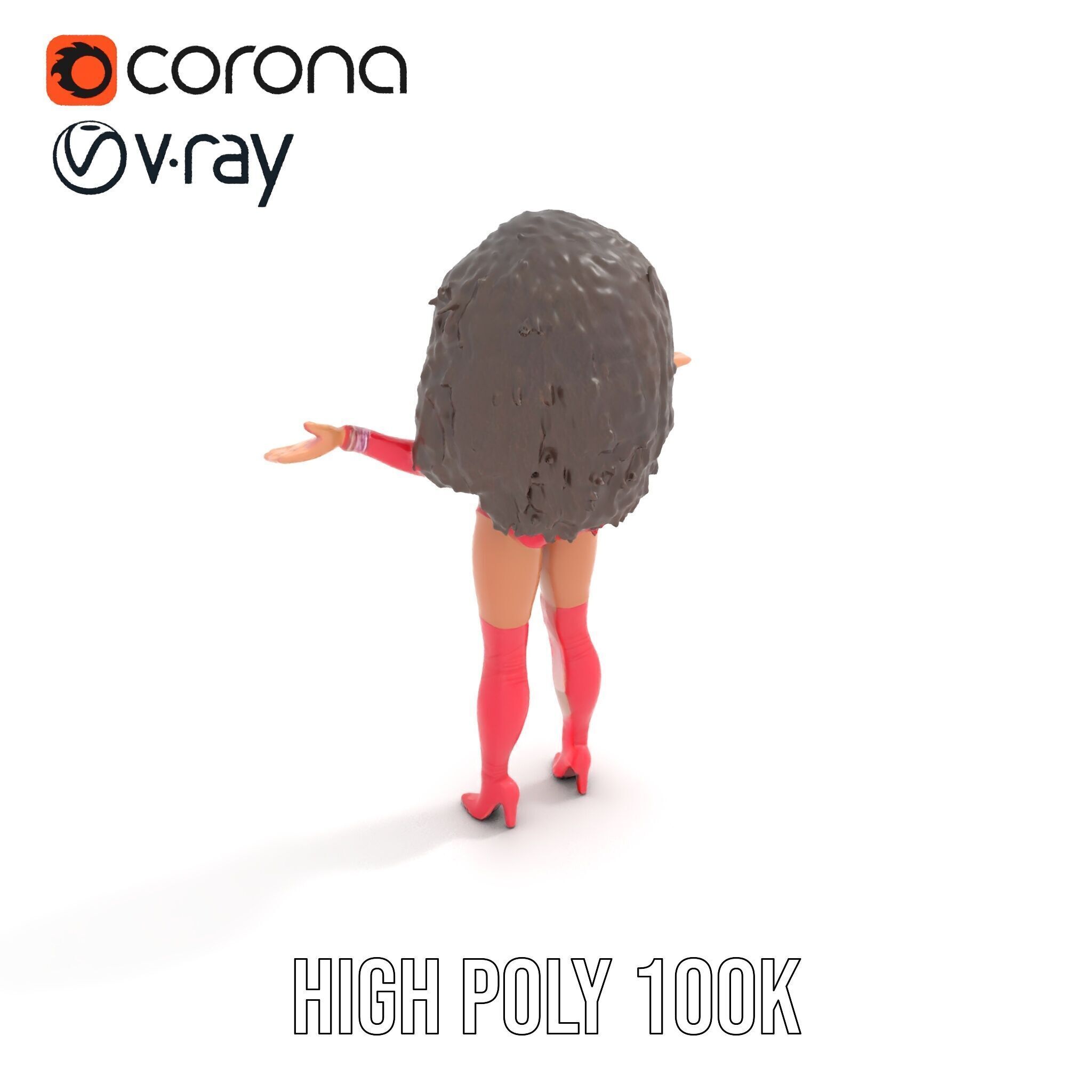 Glamorous Diva Character Model  Fully Rigged and Animated Low-poly 3D model_17