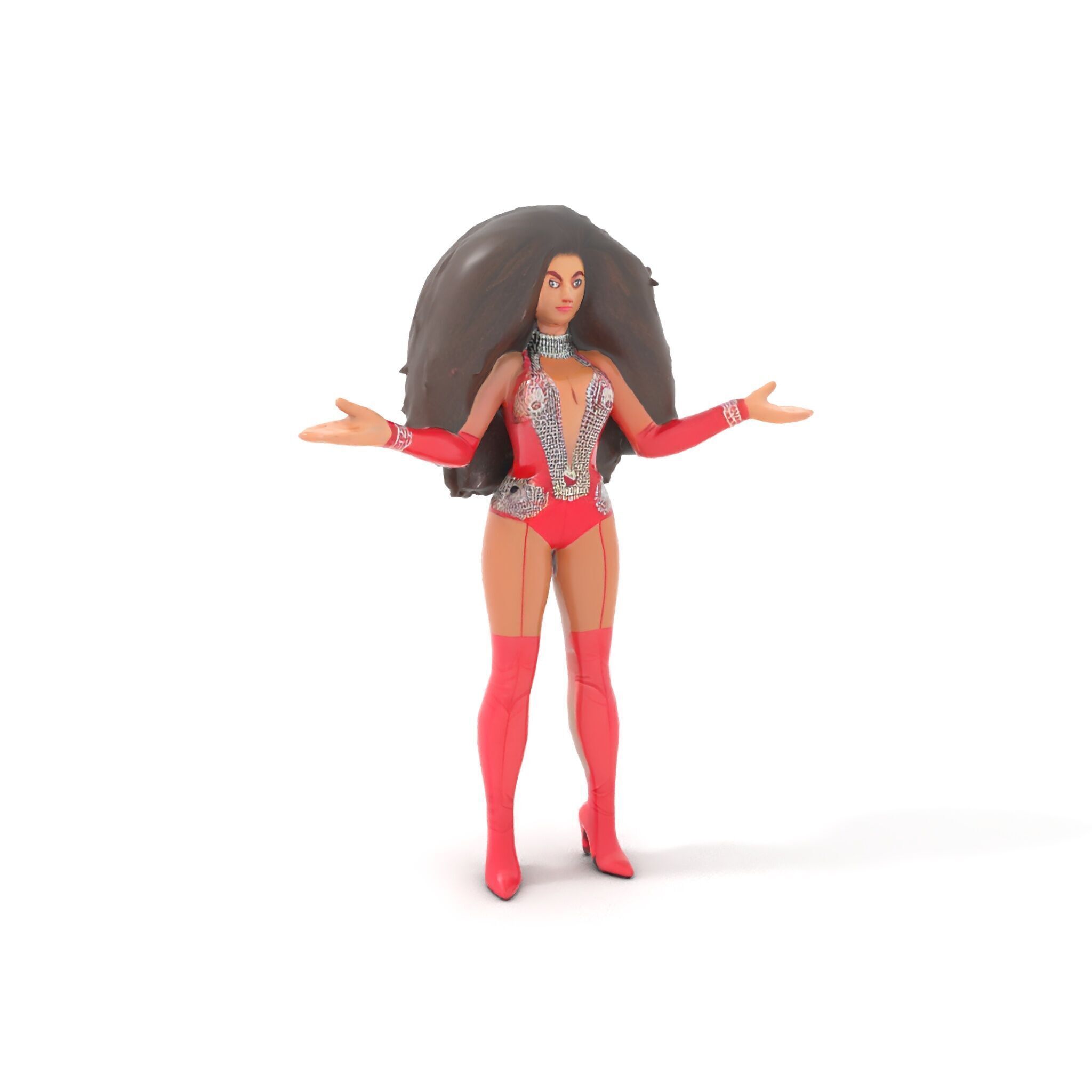 Glamorous Diva Character Model  Fully Rigged and Animated Low-poly 3D model_12