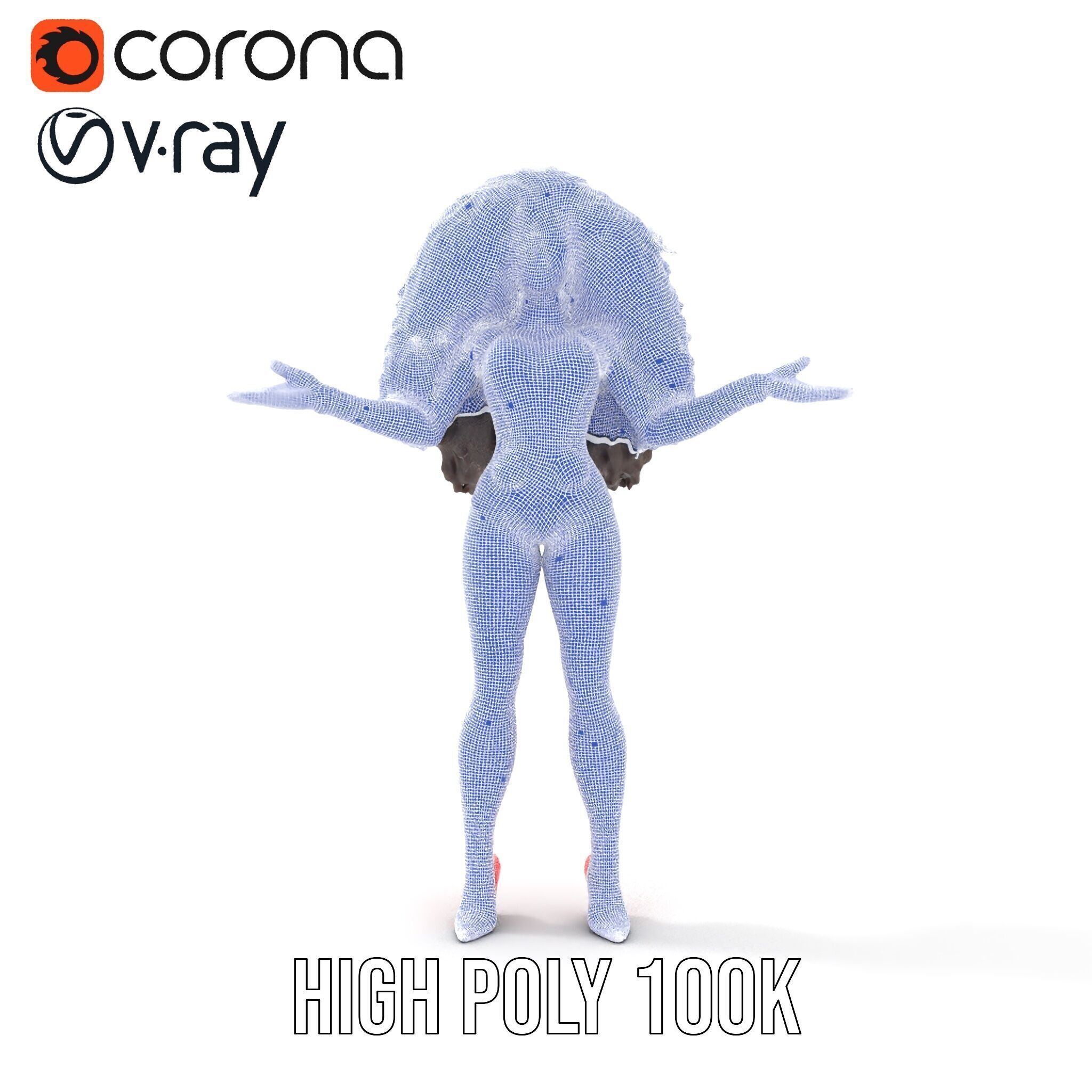 Glamorous Diva Character Model  Fully Rigged and Animated Low-poly 3D model_31