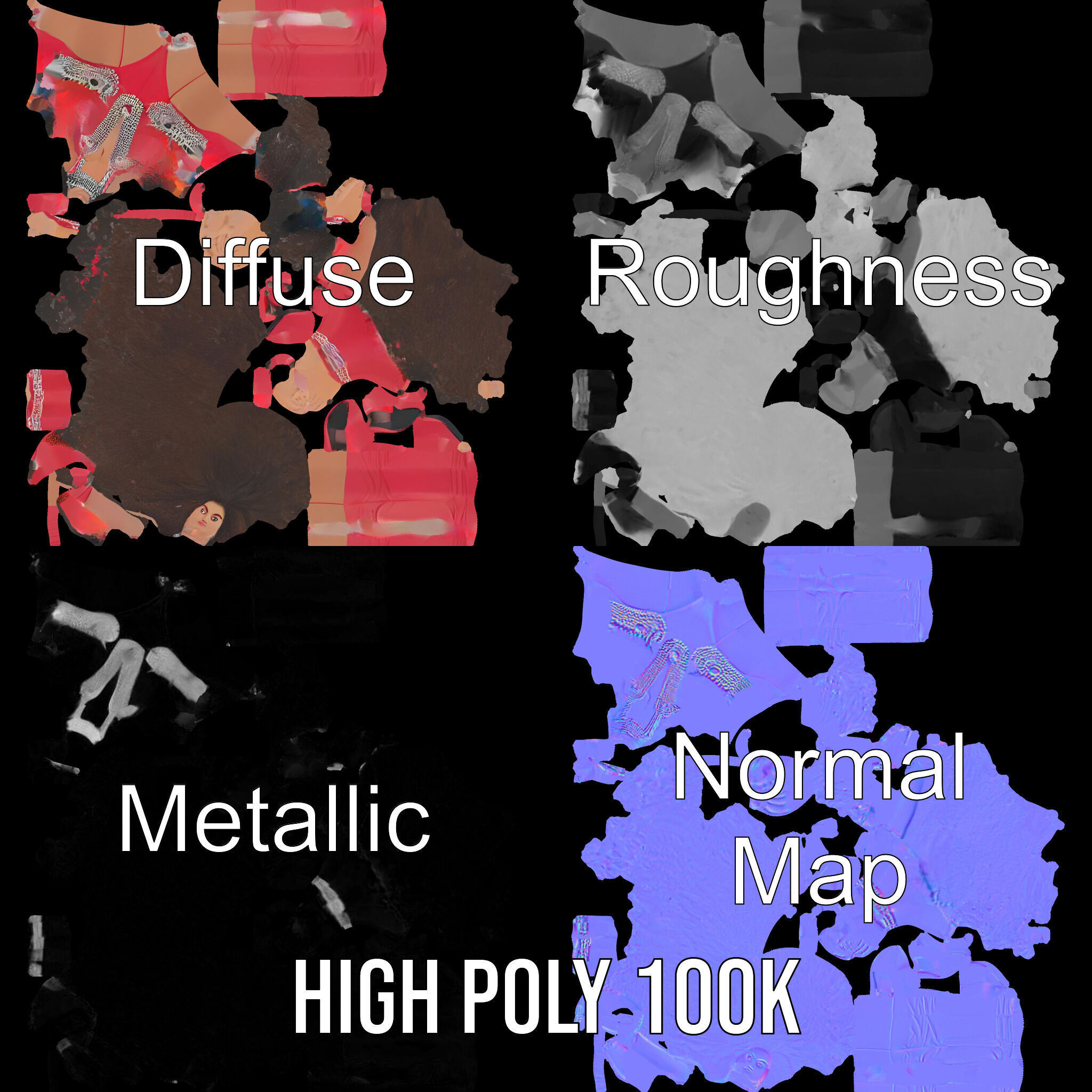 Glamorous Diva Character Model  Fully Rigged and Animated Low-poly 3D model_3